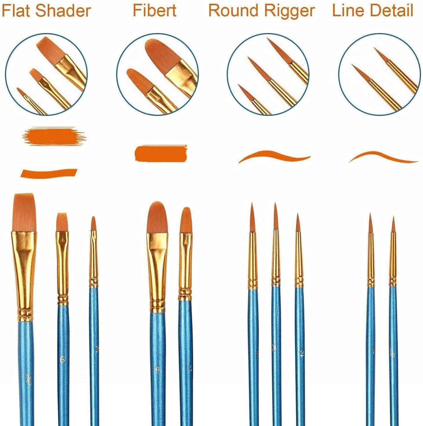 50-Piece Professional Acrylic Paint Brush Set - Nylon Hair Artist Brushes for Oil, Watercolor & All-Purpose Painting | Perfect for Canvas, Wood, Fabric & DIY Art Projects