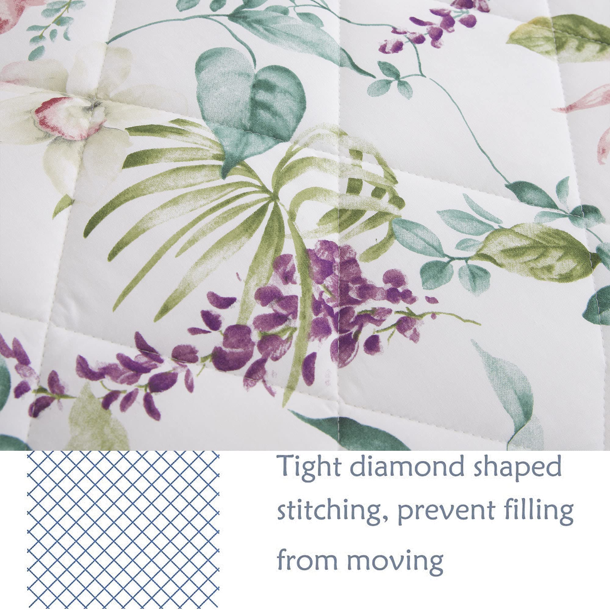 FADFAY White Floral King Size Comforter Set - 100% Cotton Reversible Duvet Cover with Soft Microfiber Fill, 3-Piece Lightweight All Season Bedding | Perfect for Master Bedroom, Guest Room & Cozy Home Decor