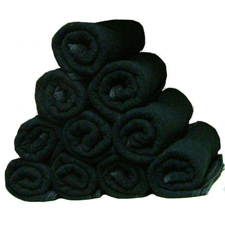Premium 80x35cm Black Bath Towels - Set of 12 - Soft & Absorbent for Spa, Gym, Beach & Home Use