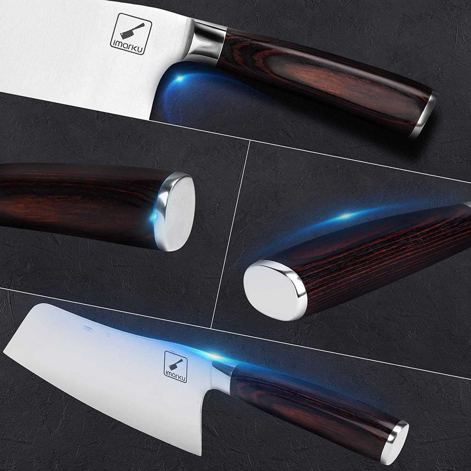 Premium Merlot Meat Cleaver Knife - 7 Inch Professional Butcher Knife with Ergonomic Non-Slip Handle - Perfect for Chopping Meat, Bones, Vegetables - Ideal for Home Kitchen, BBQ, Butcher Shop & Restaurant Use