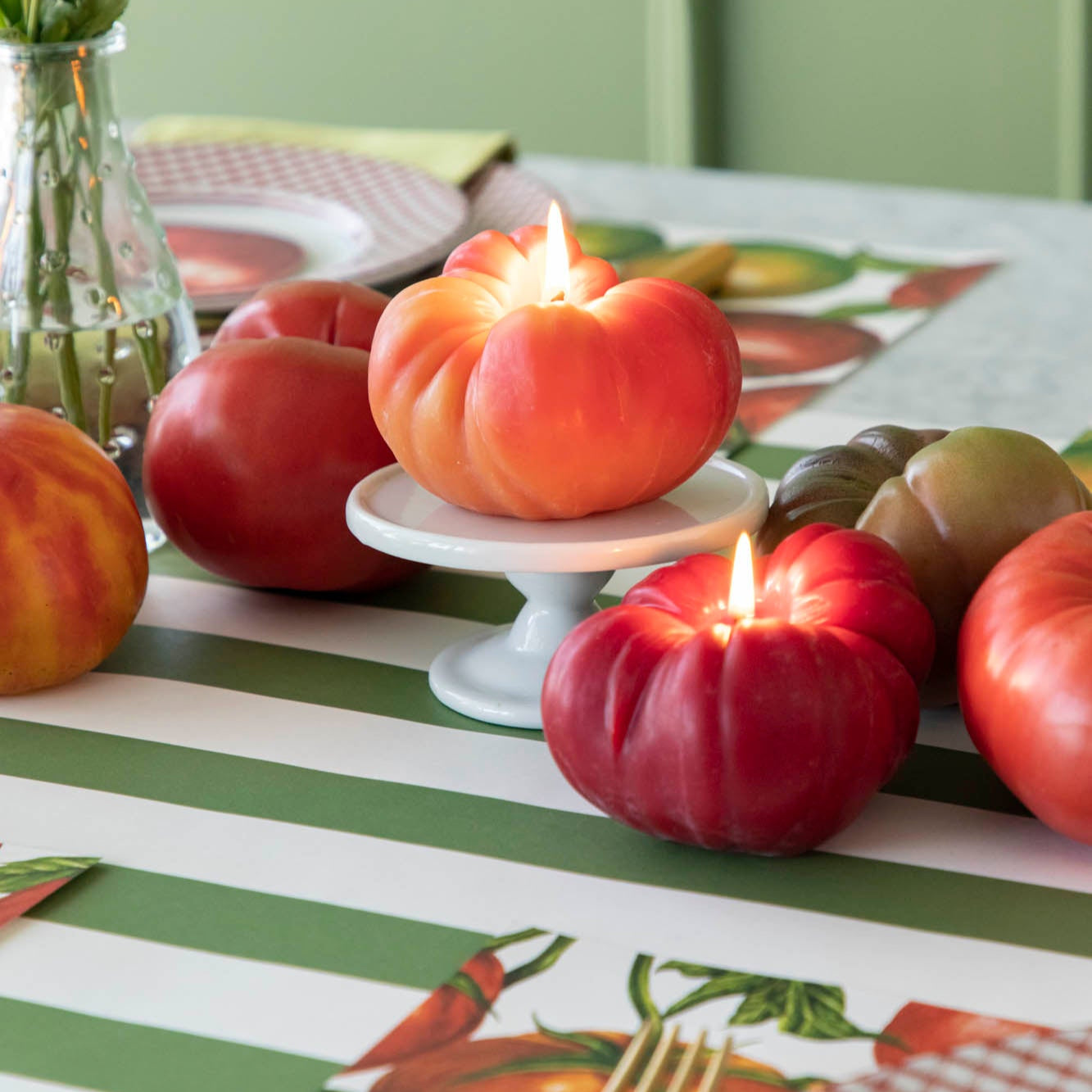 Organic Heirloom Tomato Scented Beeswax Candles - Handmade, Natural, Non-Toxic for Home, Kitchen & Romantic Dinner Ambiance