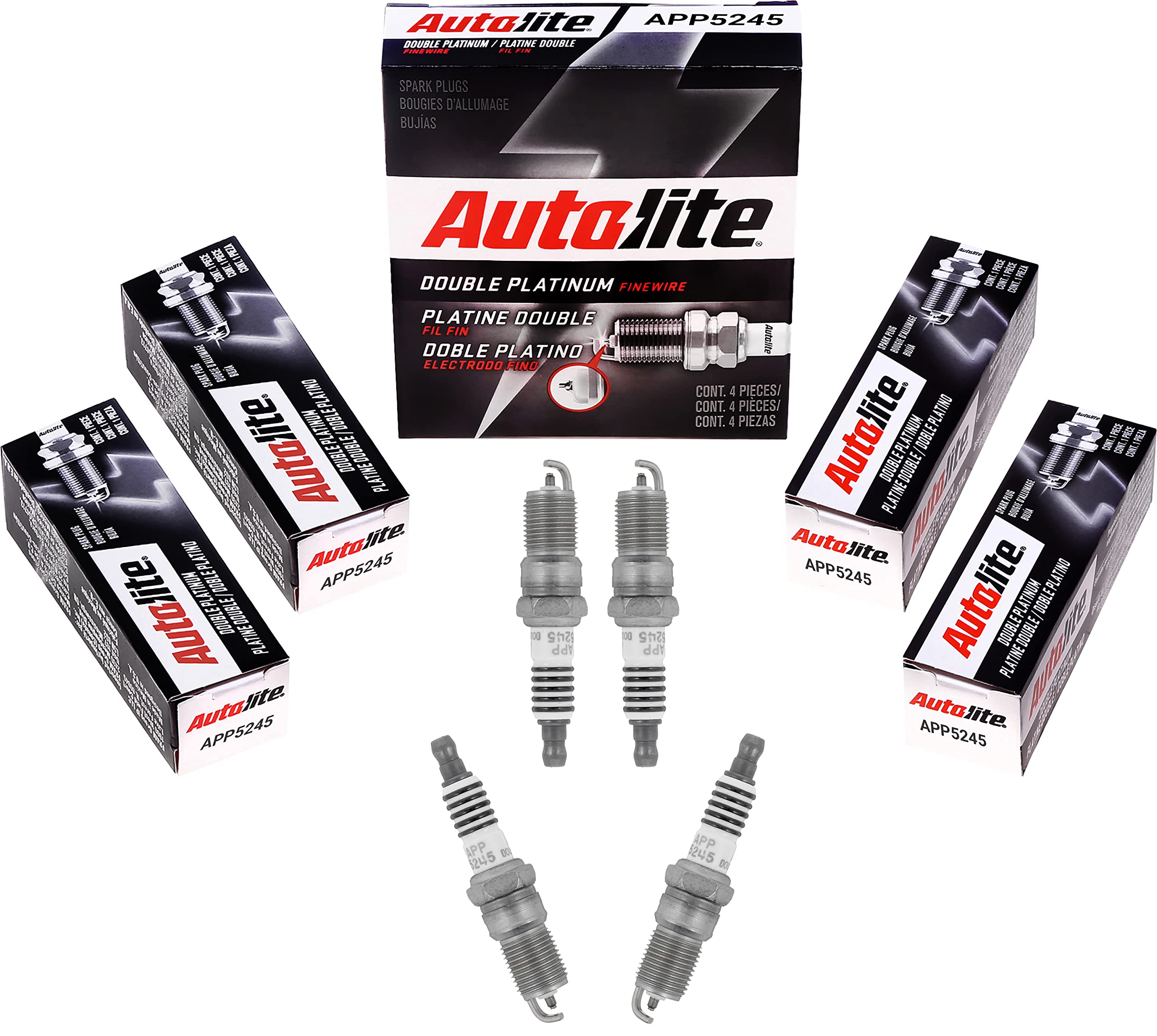 Autolite APP5245 Double Platinum Spark Plugs - 4 Pack | High Performance Replacement Spark Plugs for Cars, Trucks & SUVs | Improves Fuel Efficiency & Engine Performance | Perfect for Daily Commuting & Road Trips