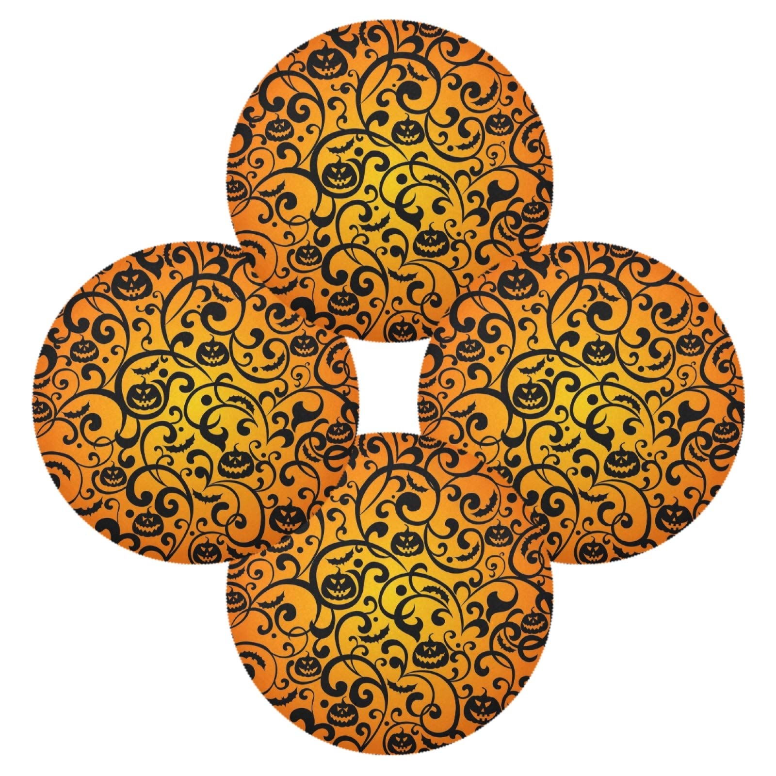 Halloween Round Placemats Set of 4 - Non-Slip Dining Table Mats for Kitchen, Holiday Decorations | Perfect for Spooky Dinner Parties, Fall Gatherings & Home Decor