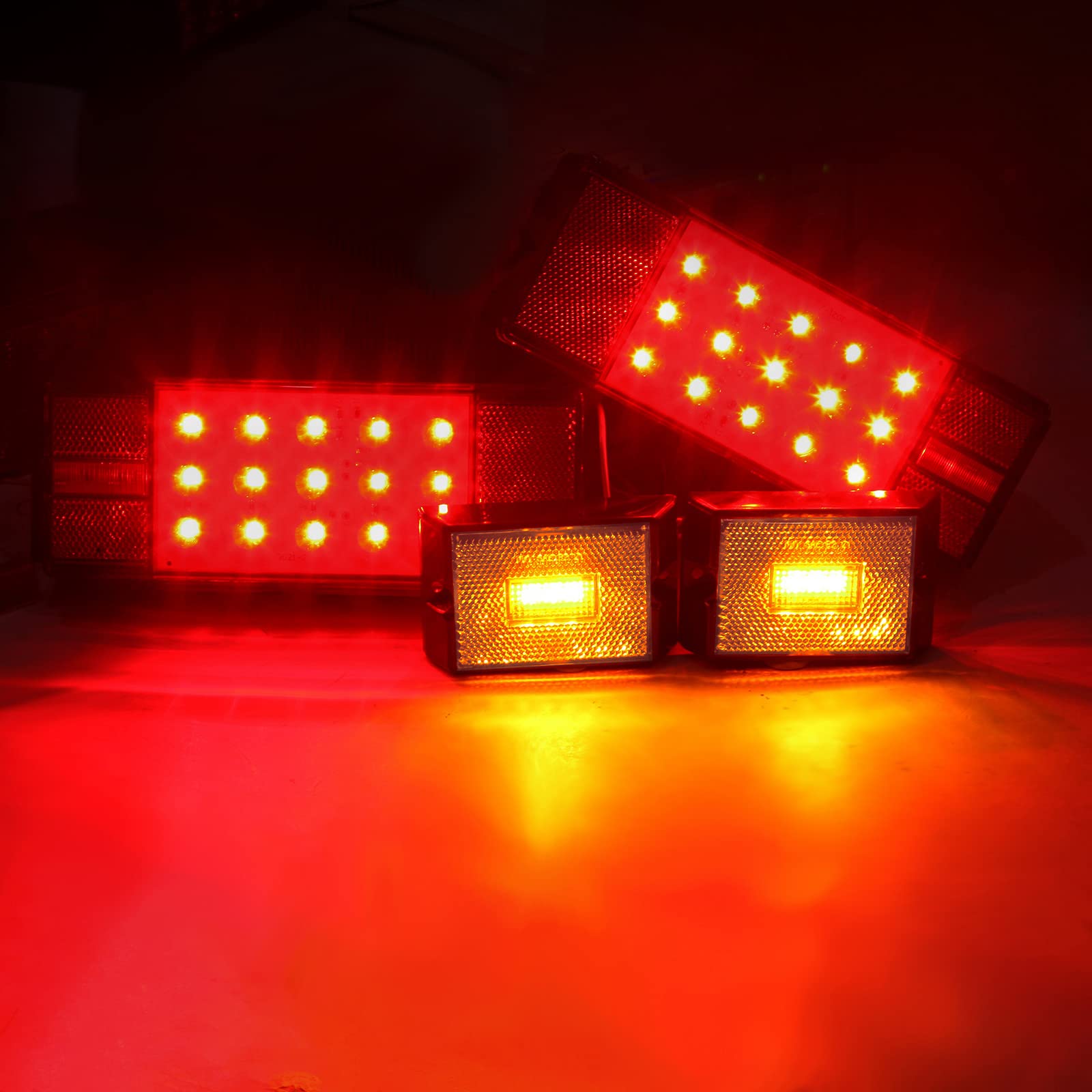 IP68 LED Boat Trailer Light Kit with Wiring Harness - 2 Amber Waterproof Lights for RV, Camper, Truck, Snowmobile (80+ Inches) - Perfect for Night Towing & Marine Trailering