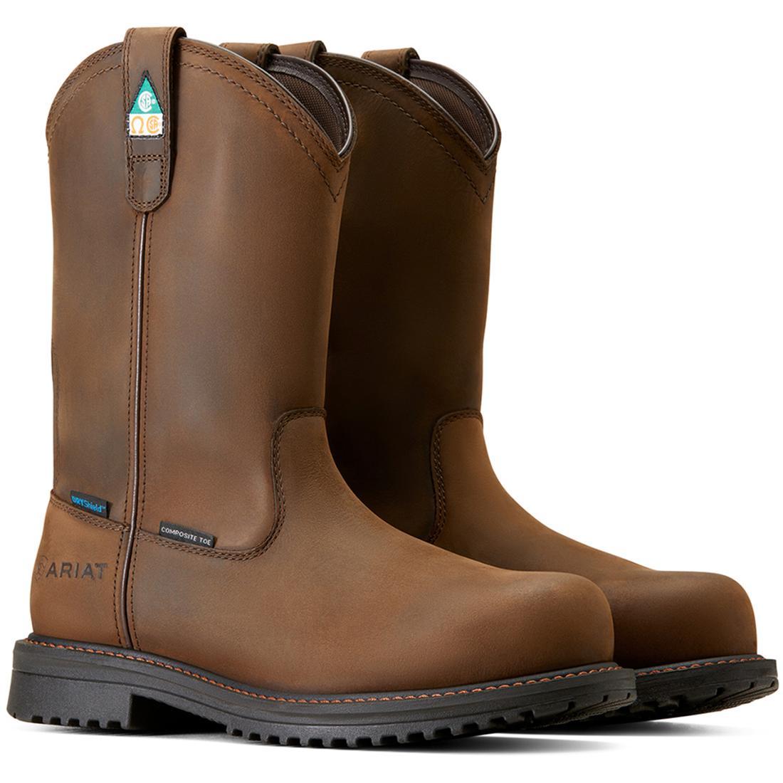 RigTEK Composite Toe CSA Certified Waterproof Work Boots for Men - Oil & Slip Resistant, Distressed Brown Leather - Ideal for Construction, Warehouse & Outdoor Work