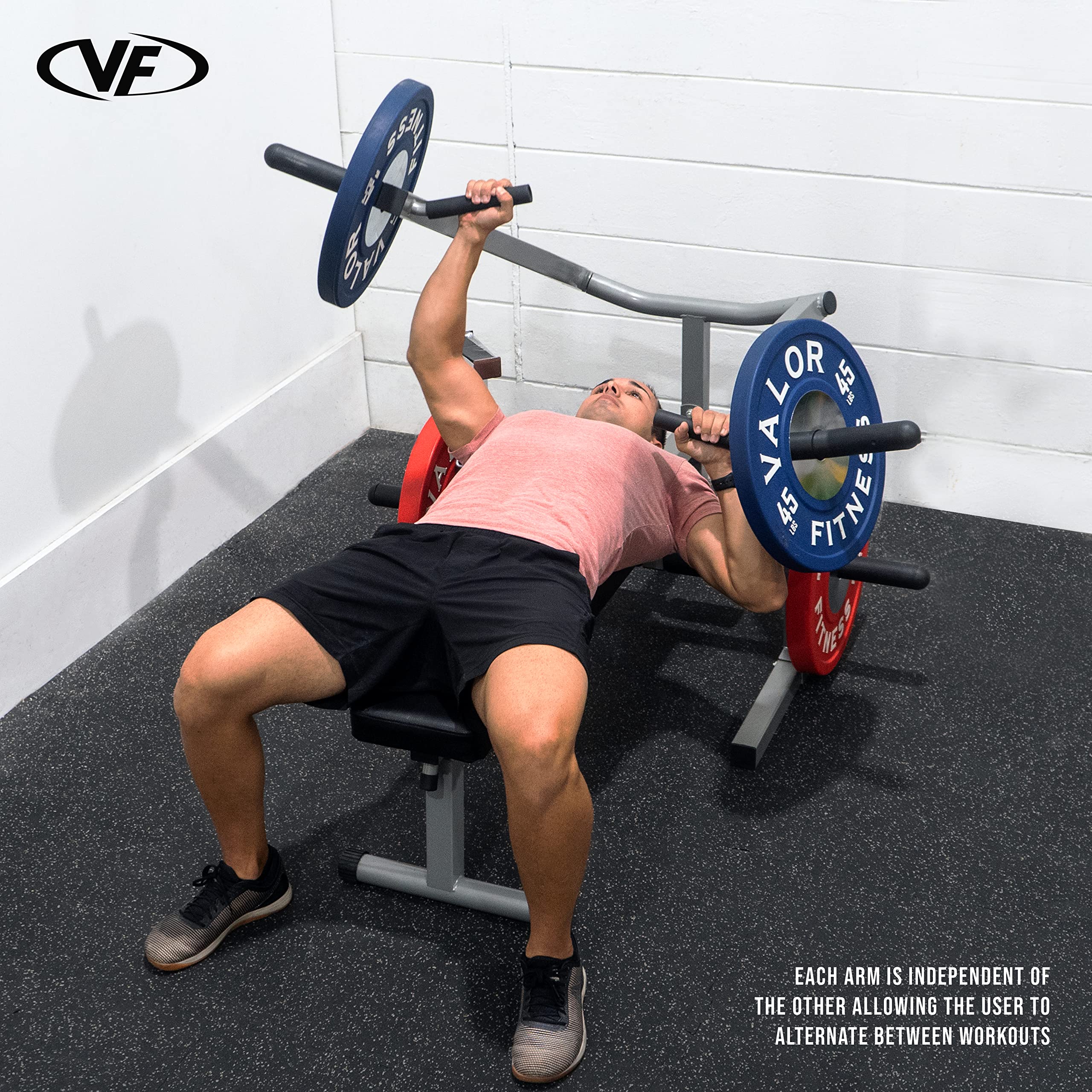 Valor Fitness BF-47 Chest Press Machine for Home Gym - Independent Converging Arms with 9 Adjustable Positions - Flat & Incline Bench - 250 lb Weight Capacity - Perfect for Strength Training & Muscle Building