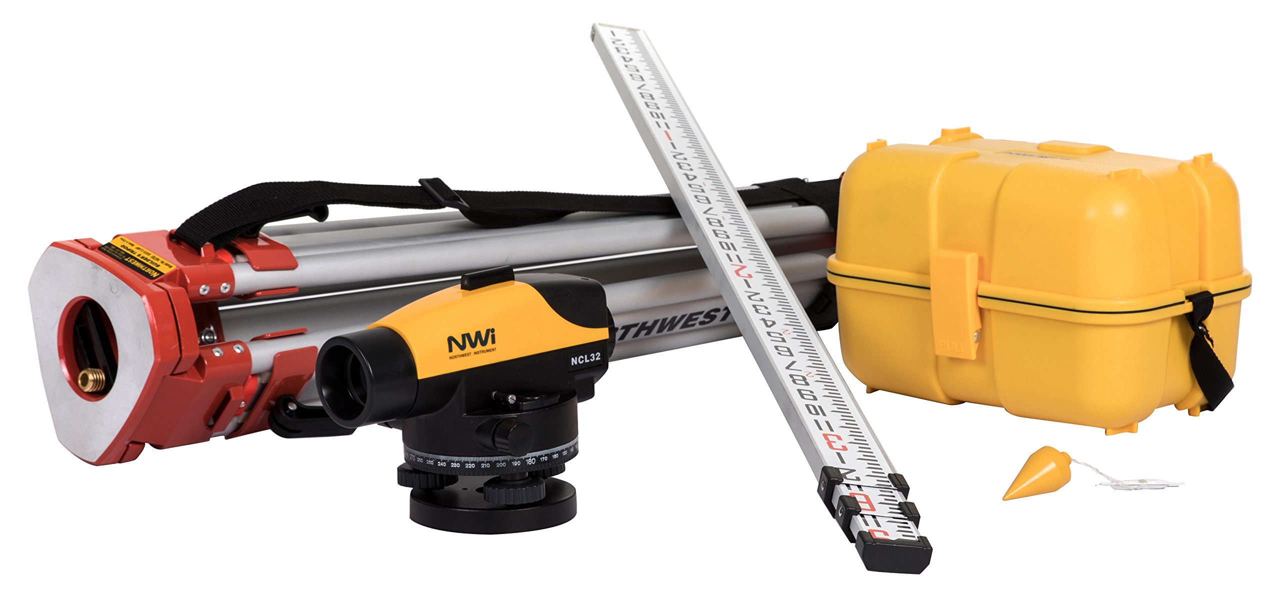 NWI NCLP32 32X Automatic Optical Level Kit with Tripod & Grade Rod - Professional Survey Transit for Land Surveying, Construction Leveling & Engineering Projects - High-Precision Builders Level for Accurate Measurements