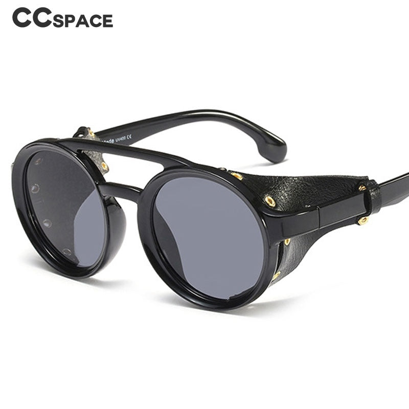 CCspace Men's Full Rim Round Resin Double Bridge Frame Sunglasses 45746 - UV Protection, Retro Style for Outdoor, Driving & Fashion