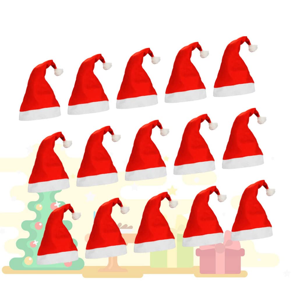 ABOOFAN 15 Pcs Christmas Party Hats - Festive Santa Claus Headdress for Kids & Adults, Thick Holiday Headwear for Xmas Celebrations, Family Gatherings & Office Parties