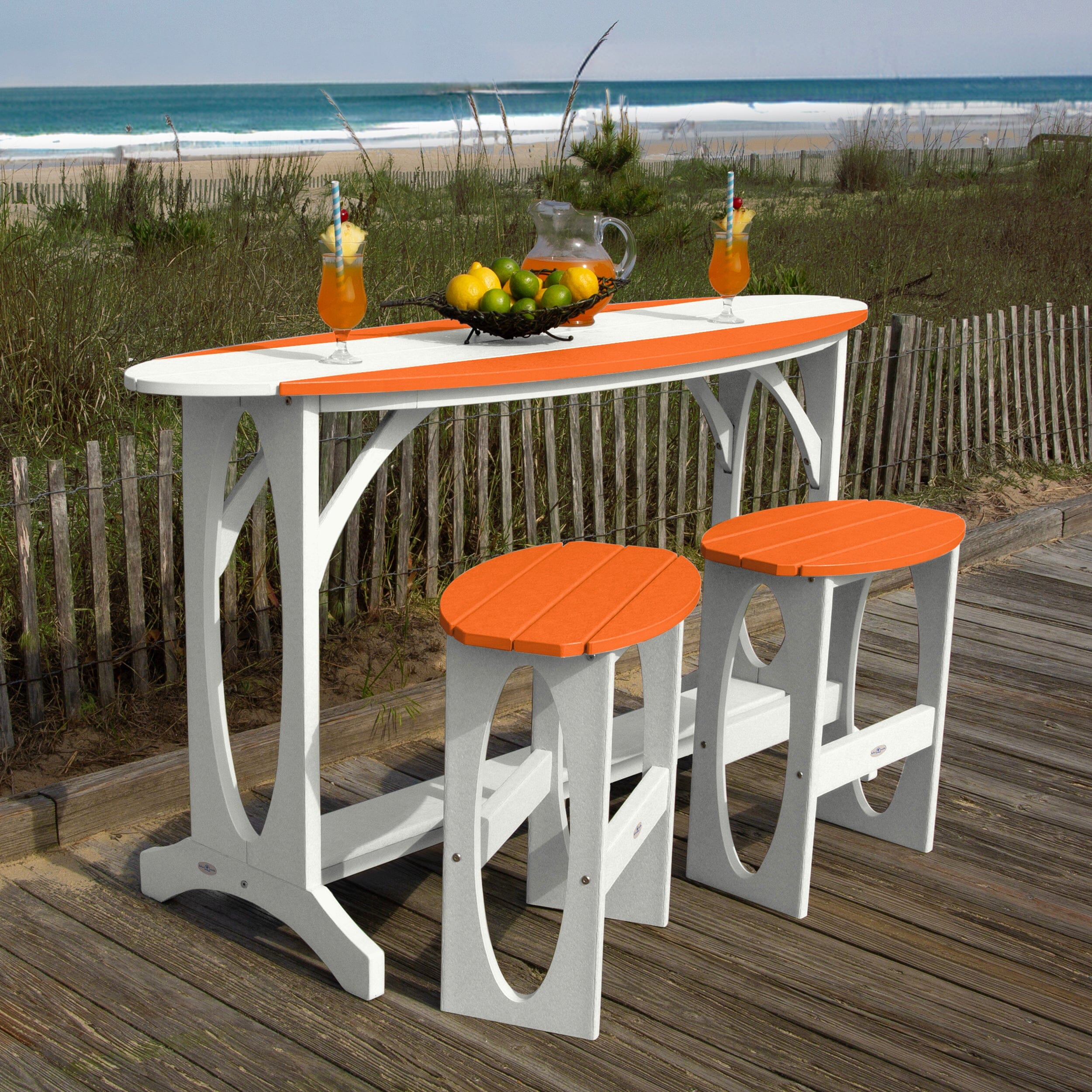 Shoreline 3-Piece Bar Height Outdoor Patio Bistro Set - Perfect for Small Balconies, Decks & Garden Dining