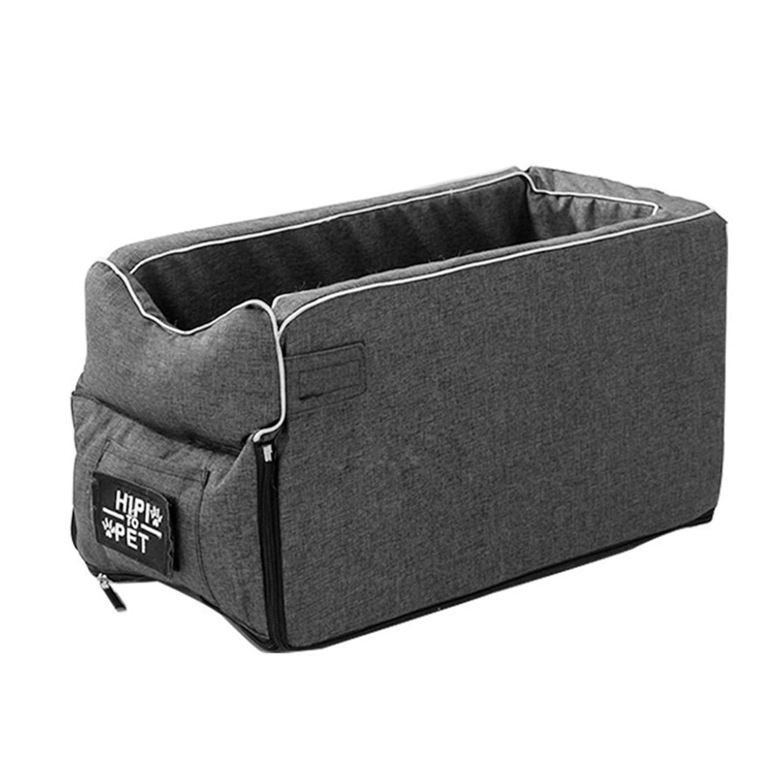 Universal Pet Car Seat Bed - Comfortable Console Cat & Dog Nest for Travel - Grey - Perfect for Road Trips & Long Drives