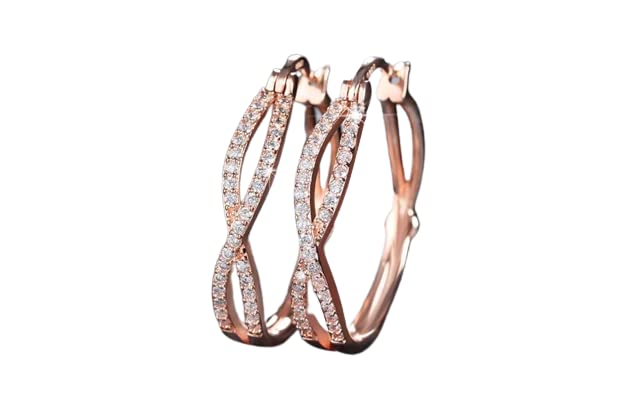 1.8ct Round Cut Cubic Zirconia Hoop Earrings for Women - Rose Gold Plated Infinity Design | Perfect for Weddings, Parties & Everyday Elegance
