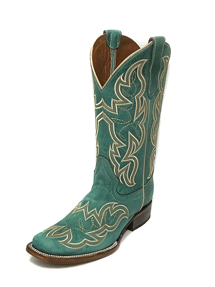 Circle G L5880 Women's Western Boots - Turquoise Embroidery Square Toe Cowgirl Boots for Country Dancing & Rodeo Events