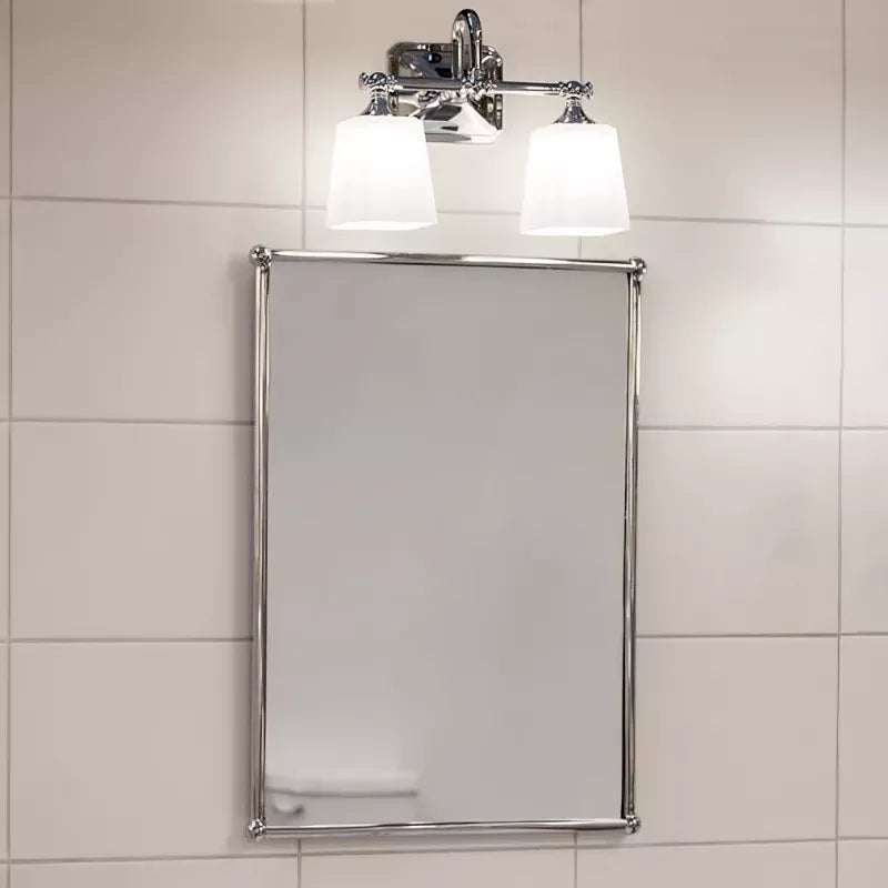 Modern 2-Arm Chrome & White Frosted Wall Sconce Bathroom Light Fixture - Perfect for Vanity, Mirror Lighting & Spa-Style Ambiance