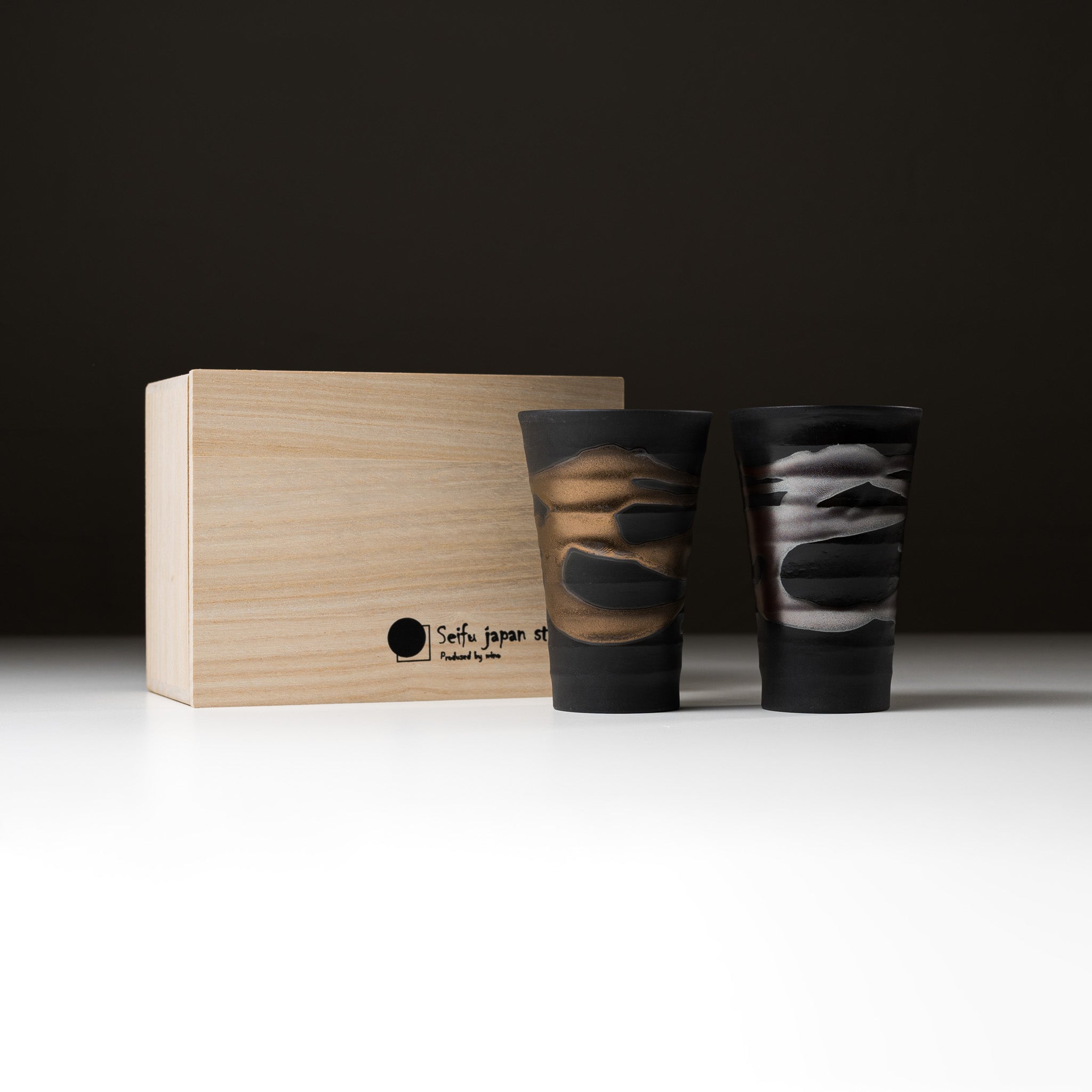 Wind Wave Pair Insulated Stainless Steel Tumbler Gift Set - 250ml (8.5oz) Double-Walled Vacuum Coffee Cups for Couples, Travel & Outdoor Use