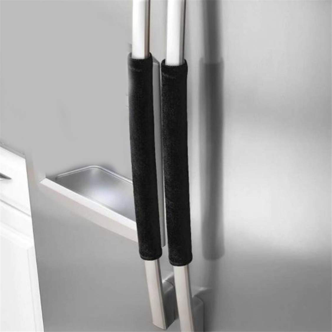 Black Refrigerator Door Handle Covers - Microwave & Dishwasher Protector - Anti-Smudge Dustproof Cloth Covers for Kitchen Appliances - Perfect for Home, Office & Restaurant Use