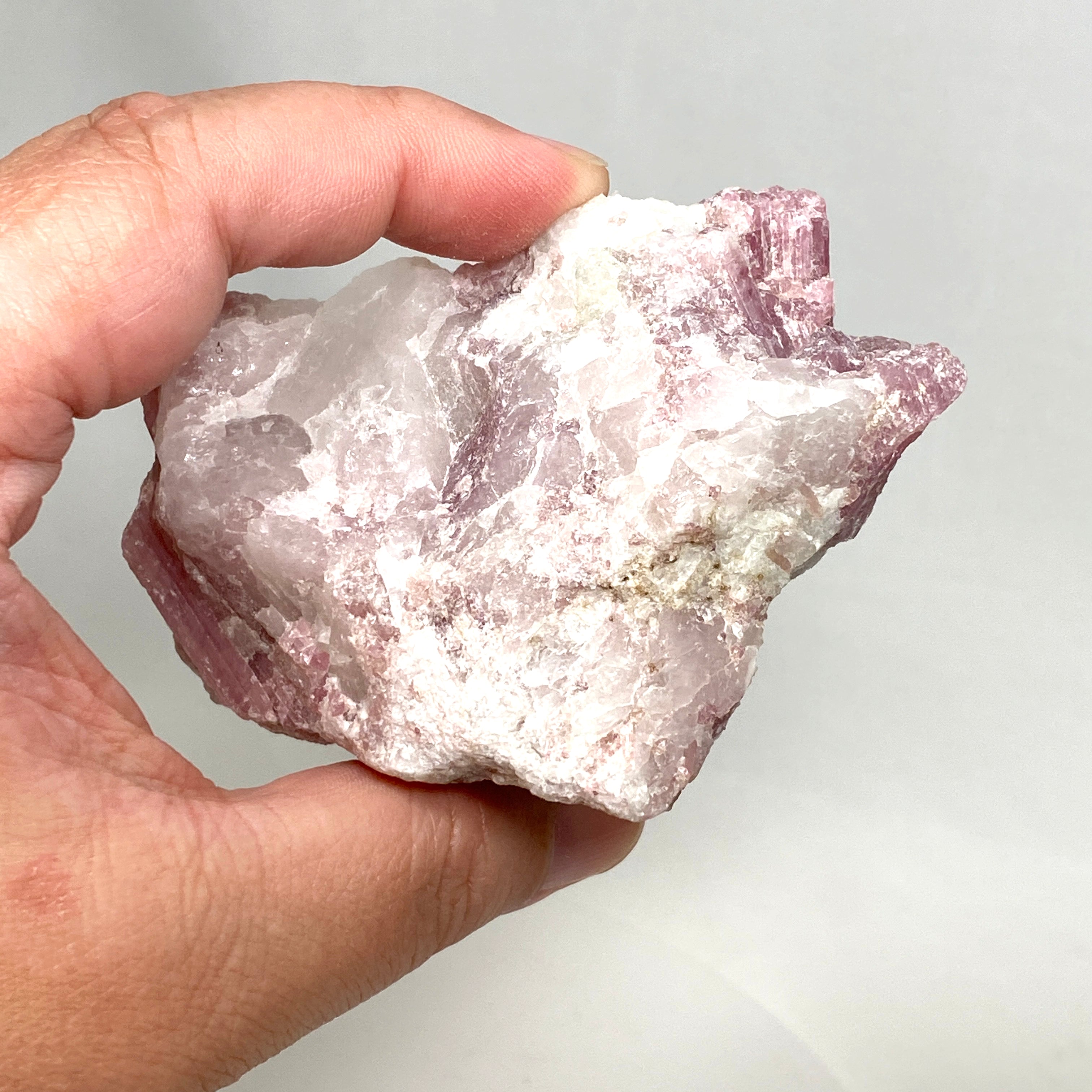 Natural Pink Tourmaline on Quartz Crystal - PTQ 03 Specimen for Mineral Collection, Healing & Home Decor
