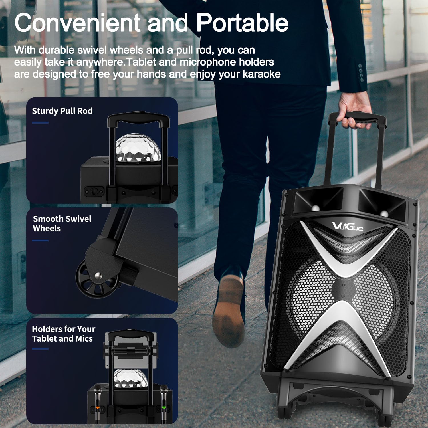 Portable Bluetooth Karaoke Machine for Adults with 10