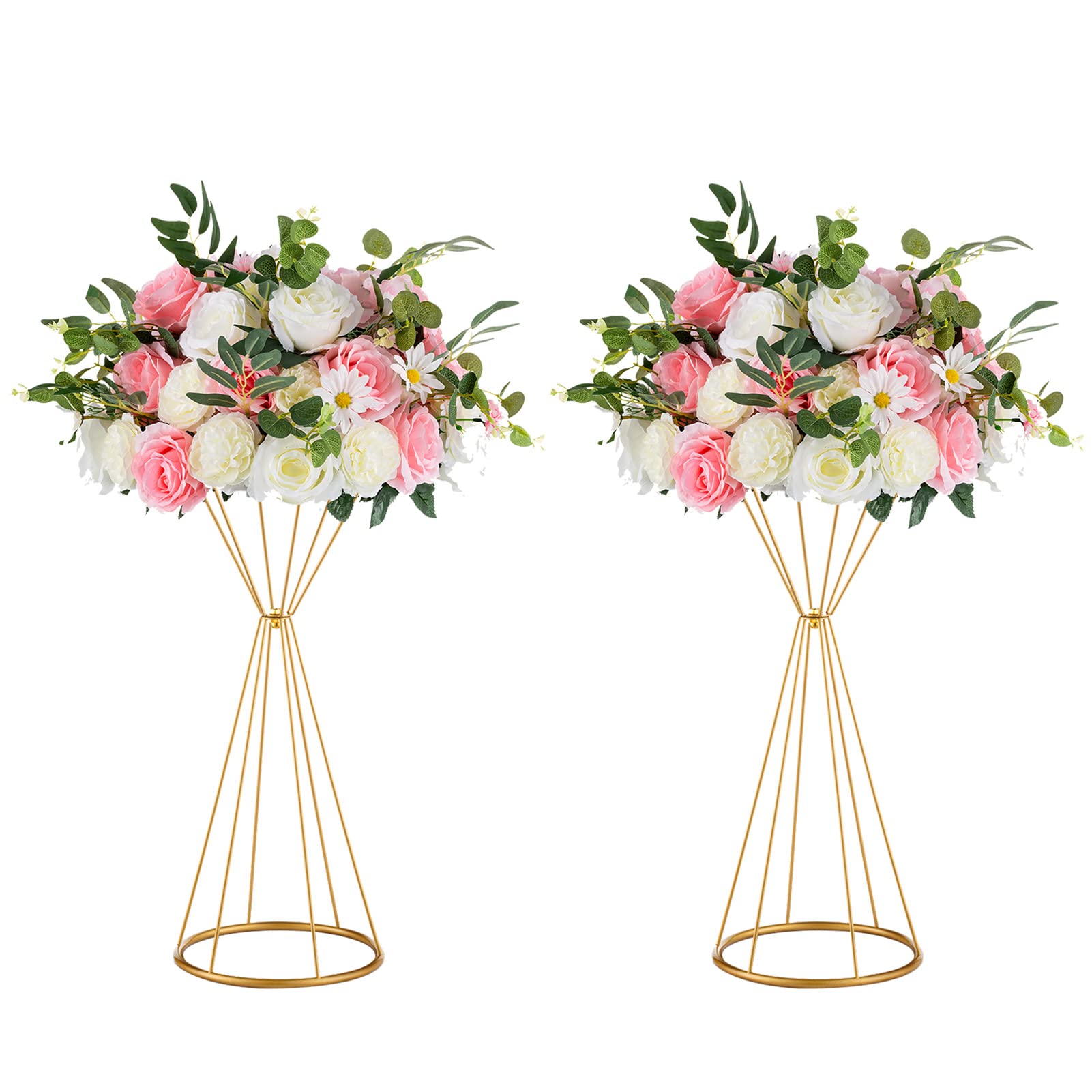 2 Pack Metal Trumpet Flower Vases 20 Inch Height - Elegant Centerpiece for Wedding, Anniversary, Birthday Party, Ceremony & Home Decor - Perfect for Table, Corridor & Event Decoration