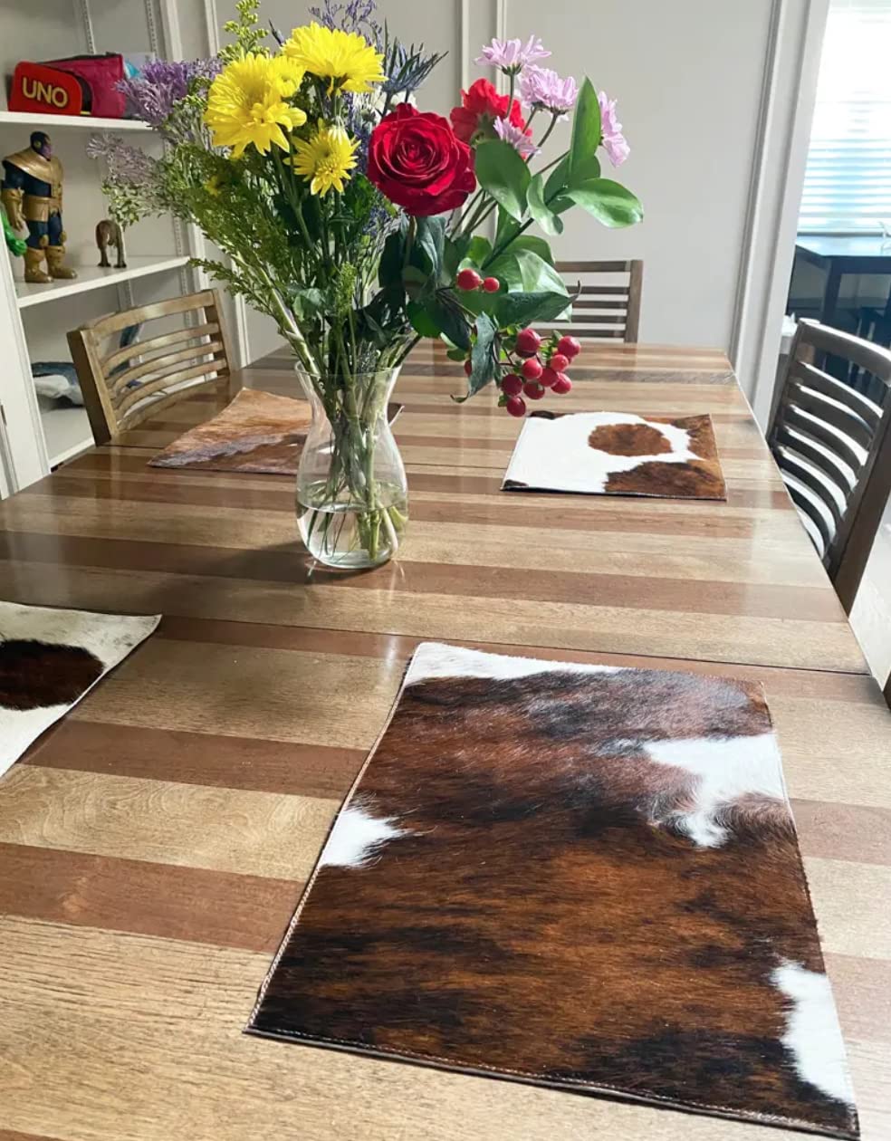 Premium Cowhide Leather Placemats Set of 4 - 15.5