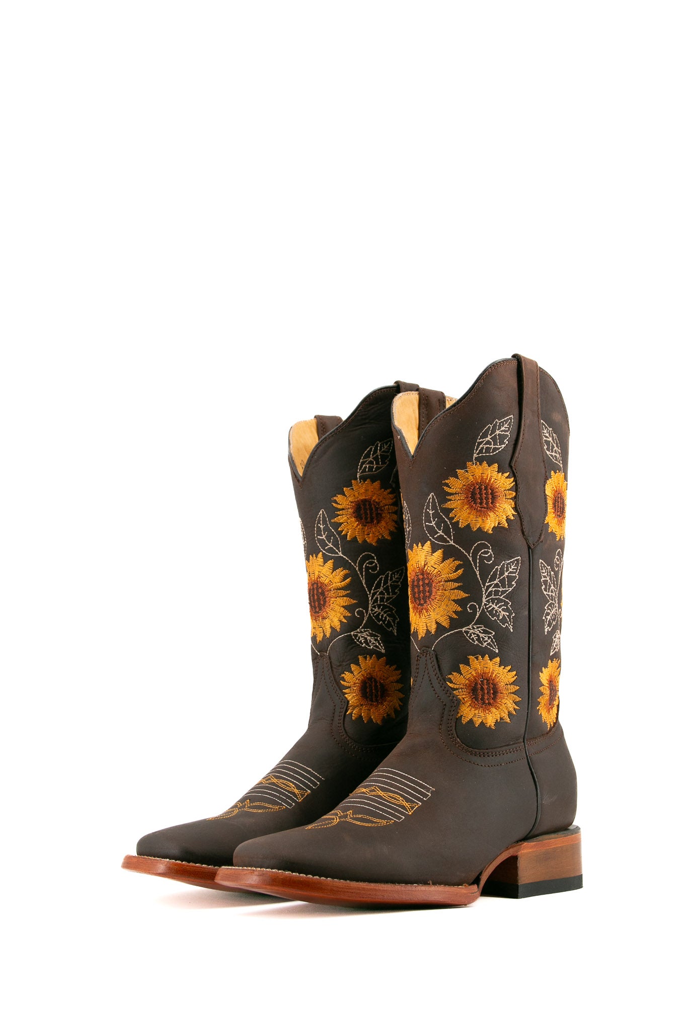 Stylish Women's Sunflower Square Toe Cowgirl Boots - Western Fashion Ankle Booties for Country Dancing & Rodeo Events