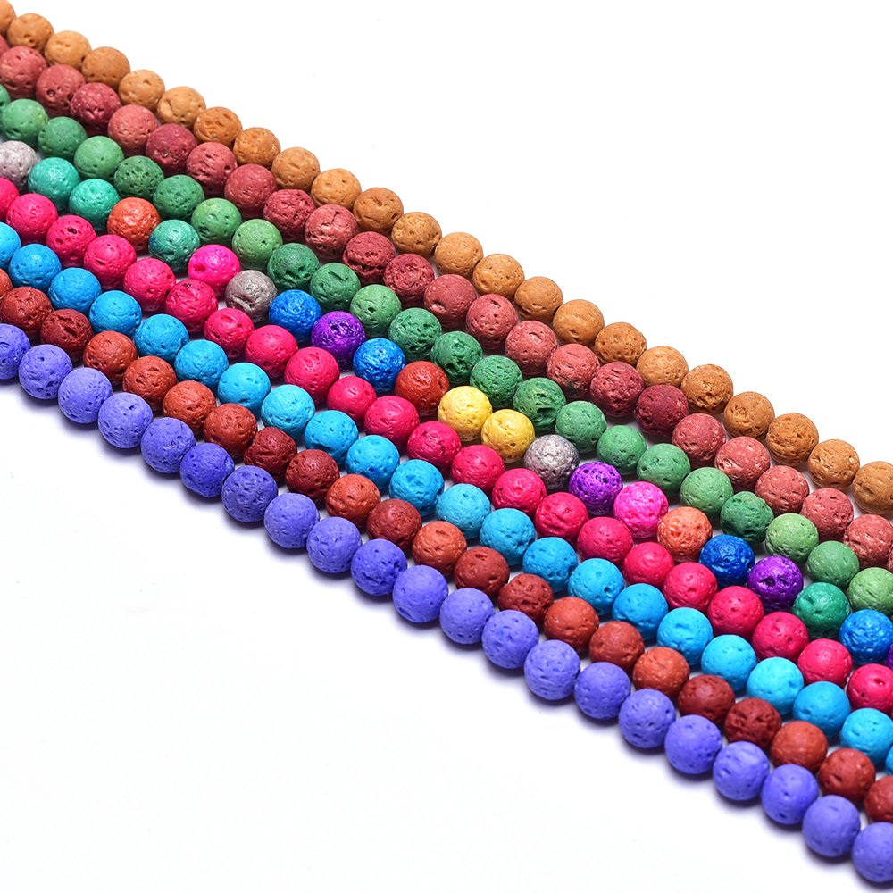 6mm Coral Lava Rock Stone Beads for Jewelry Making - Natural Energy Gemstone Beads for DIY Bracelets, Necklaces & Essential Oil Diffusers (60pcs/Strand) - Perfect for Meditation, Yoga & Spiritual Healing