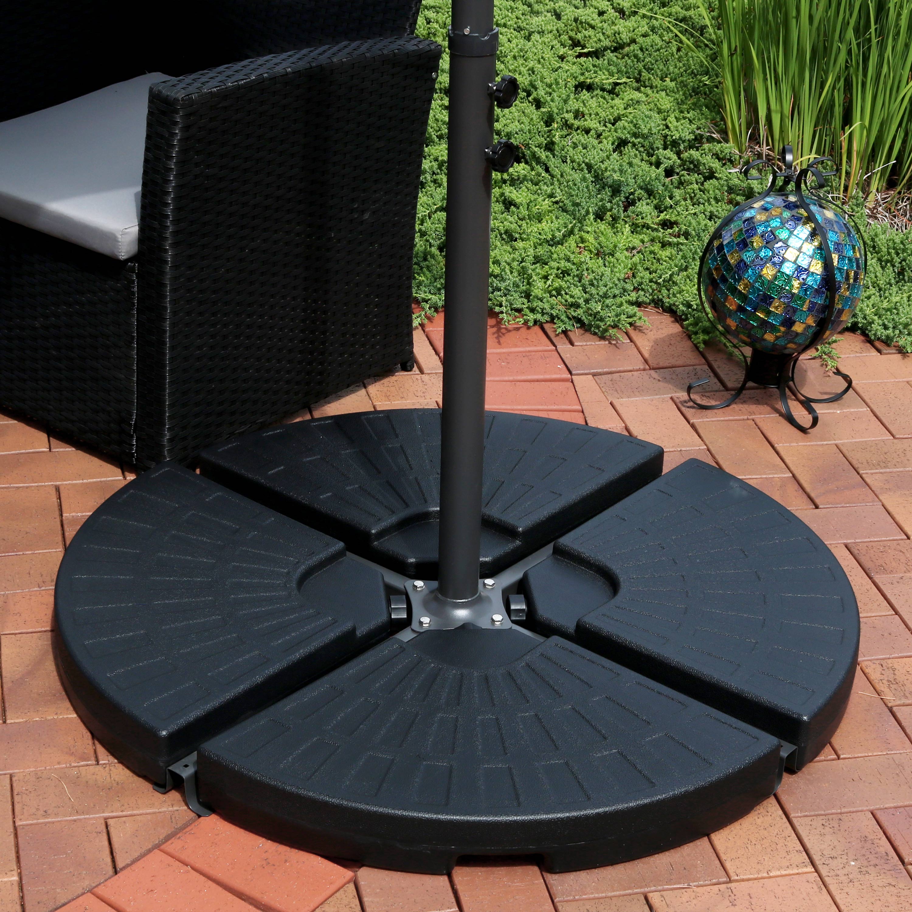 Sunnydaze Cantilever Offset Patio Umbrella Base Plate Weights Set of 4 - Heavy Duty Outdoor Stand for Windproof Stability - Perfect for Poolside, Backyard, Deck, and Garden Use