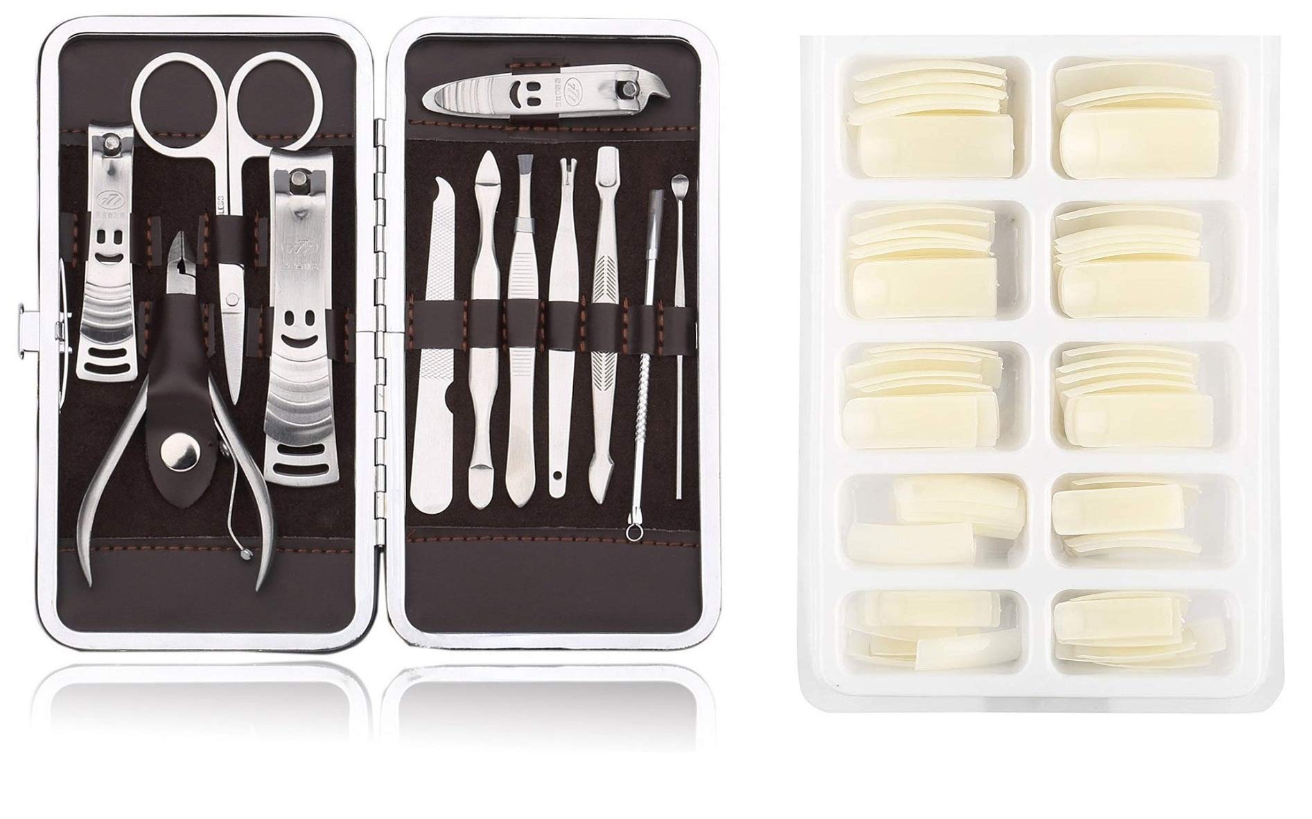 Angelie 12-Piece Manicure & Pedicure Set with 100pcs Fake Nails - Professional Nail Care Kit for Home Salon, DIY Nail Art, Gifts & Travel Essentials