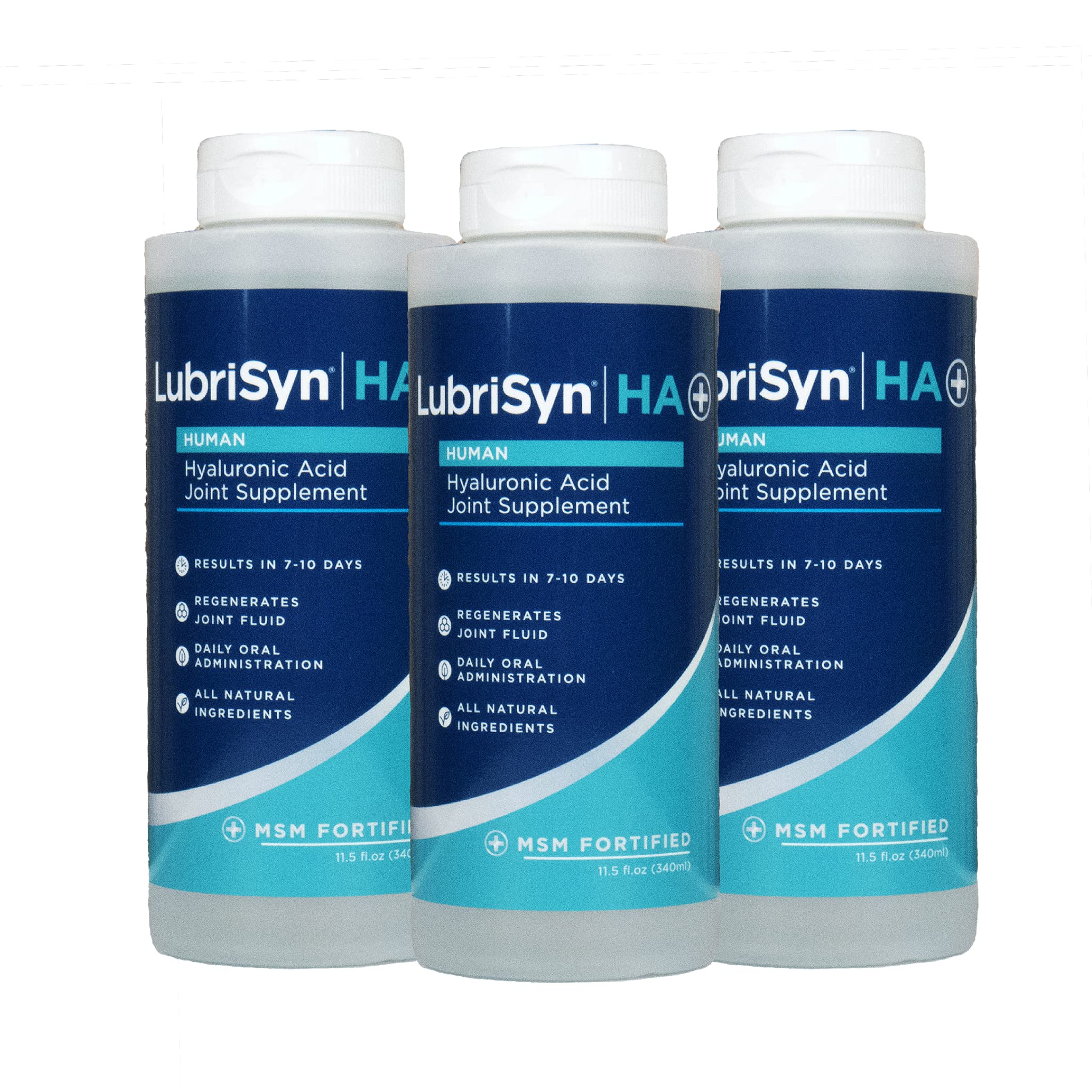 Lubrisyn HA with MSM - Vegan Joint Supplement for Humans | Liquid Hyaluronic Acid Formula | Supports Healthy Joints & Mobility | Made in USA | 3-Pack (90 Day Supply) | Ideal for Active Lifestyles, Arthritis Relief & Post-Workout Recovery
