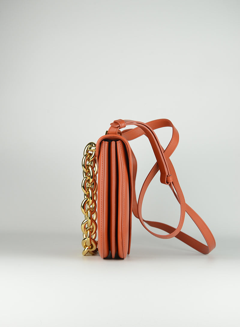 Bottega Veneta Orange Leather Envelope Bag - Luxury Crossbody Purse for Women, Perfect for Work, Travel & Evening Events