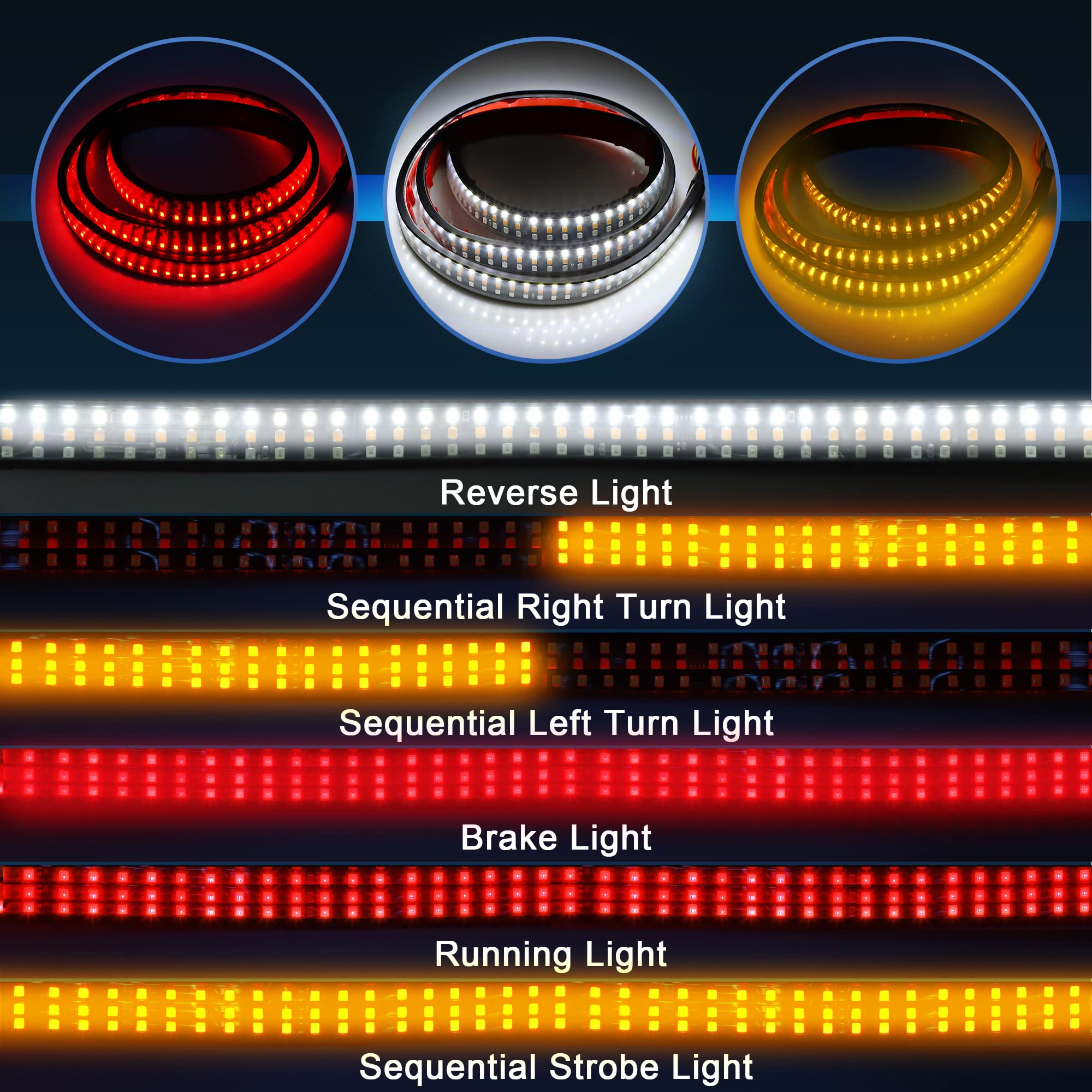X AUTOHAUX 47 Inch LED Tailgate Light Bar - 324 LED Strip with Reverse, Brake & Turn Signals - Compatible with Chevy Silverado, Ford F150 F250, Ram 1500/2500/3500, GMC Sierra Trucks & RVs - Perfect for Night Driving, Off-Roading & Enhanced Vehicle Safety