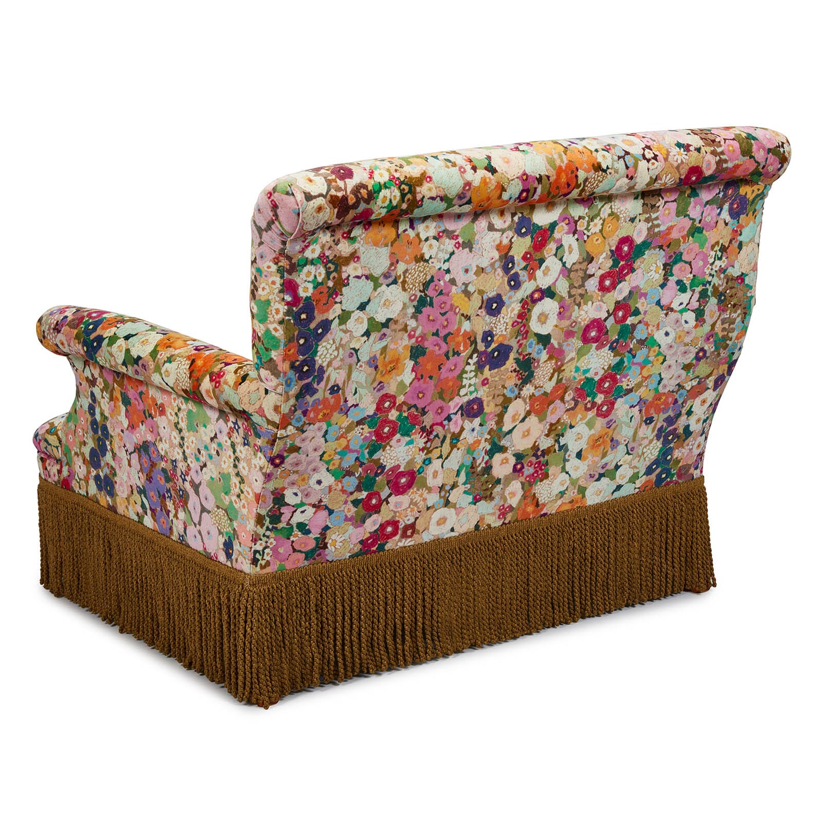 Hollyhocks Velvet Loveseat Sofa - Plush Upholstered Small Couch for Living Room, Bedroom, Apartment - Comfortable Spring Design for Cozy Home Decor & Relaxation