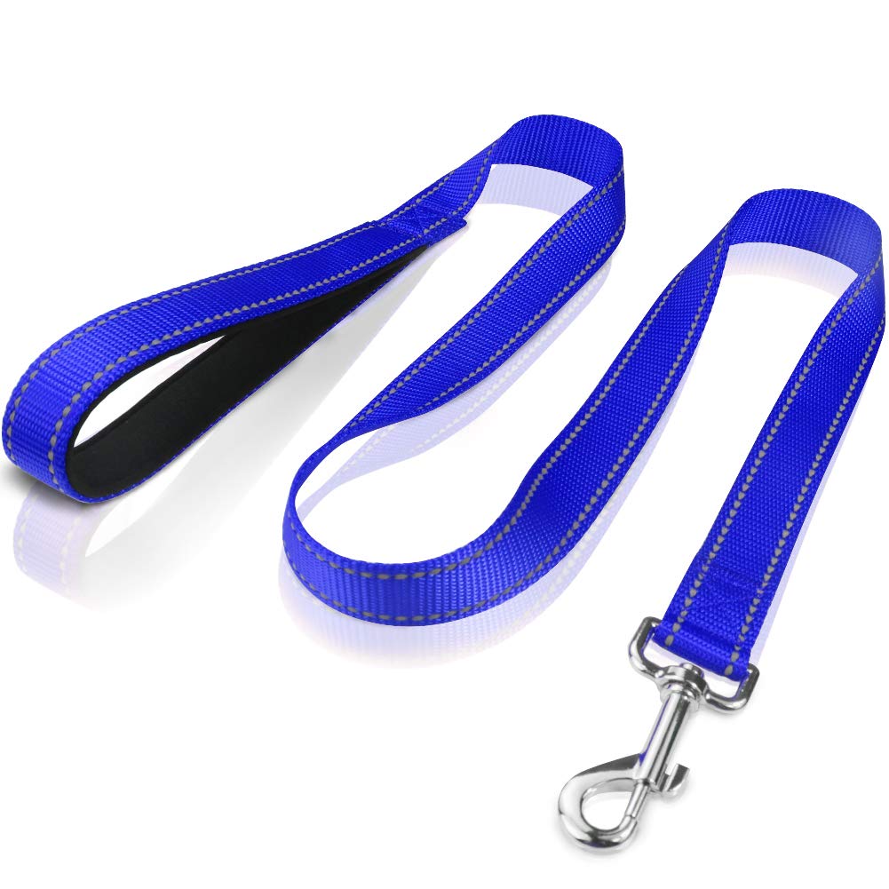 4FT Reflective Dog Leash with Soft Padded Handle - 1 Inch Wide Training & Walking Lead for Large & Medium Dogs (Royal Blue) | Perfect for Night Walks, Jogging, and Outdoor Adventures