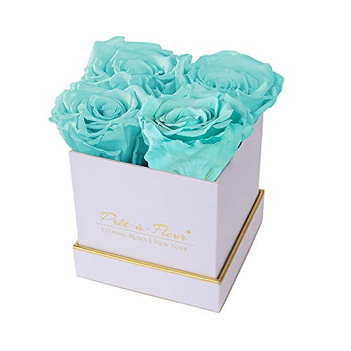 Luxury Long Lasting Preserved Roses in White Box - 4 Inch Blue Eternal Flowers for Anniversary, Valentine's Day & Home Decor