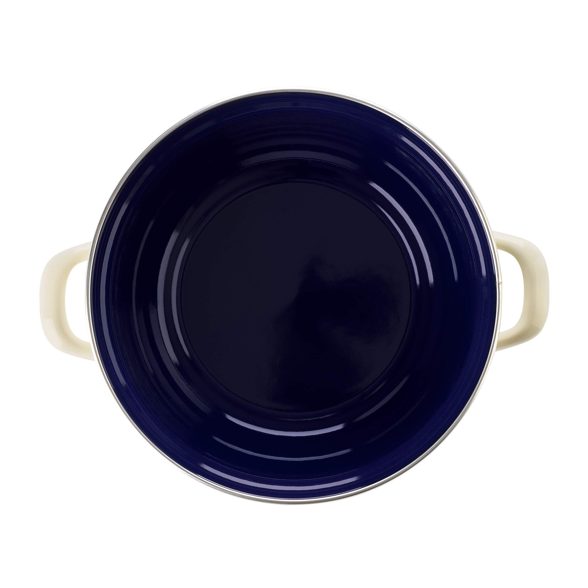 BK Indigo Dutch Heritage Round German Enameled Casserole Pot with Lid - PFAS-Free Ceramic Non-Stick Coating, 26cm/5.2L, Induction, Dishwasher & Oven Safe, Cream - Perfect for Soups, Stews & Baking