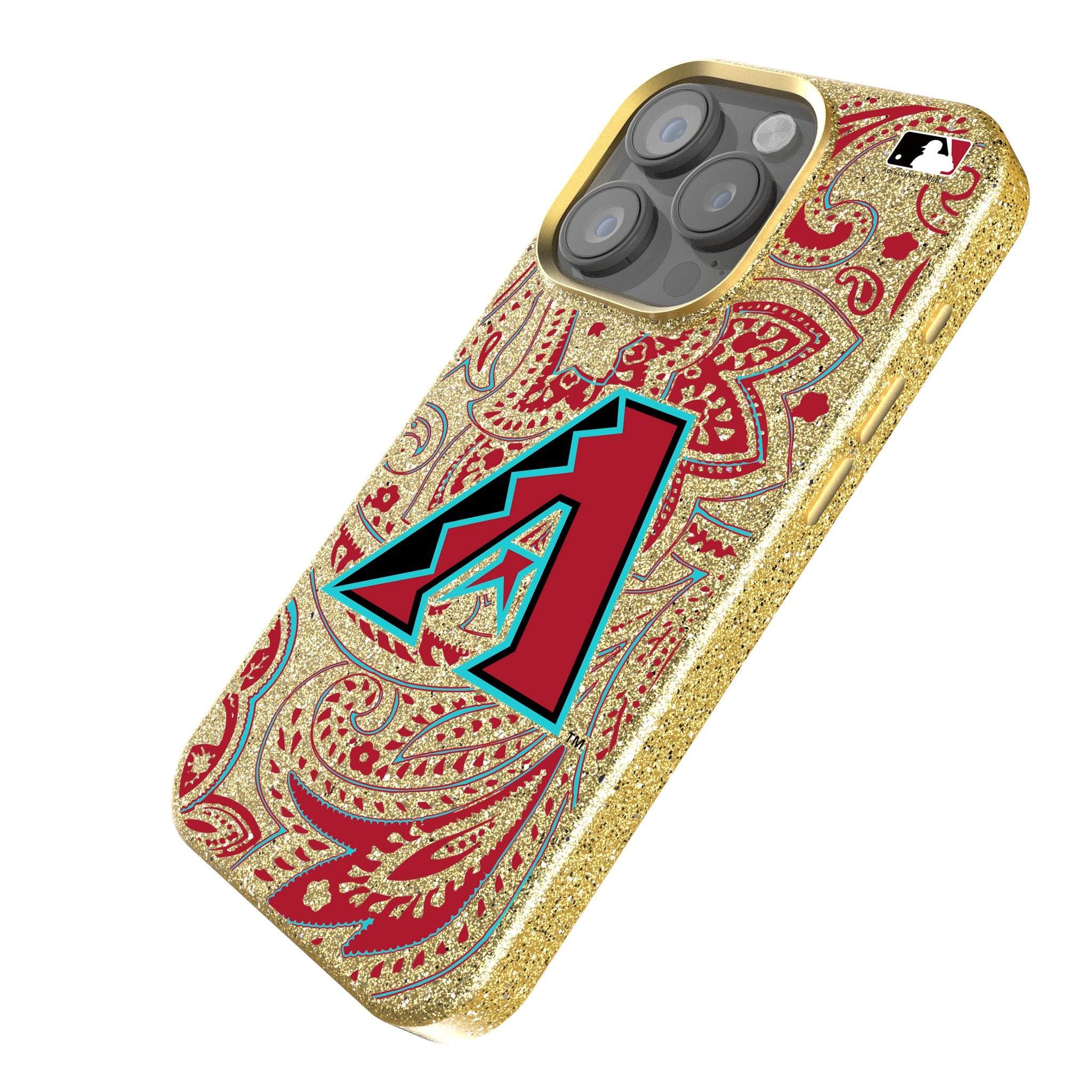 Arizona Diamondbacks Paisley Bling Rhinestone Phone Case for iPhone & Samsung - Stylish Protective Cover for Baseball Fans & Game Days