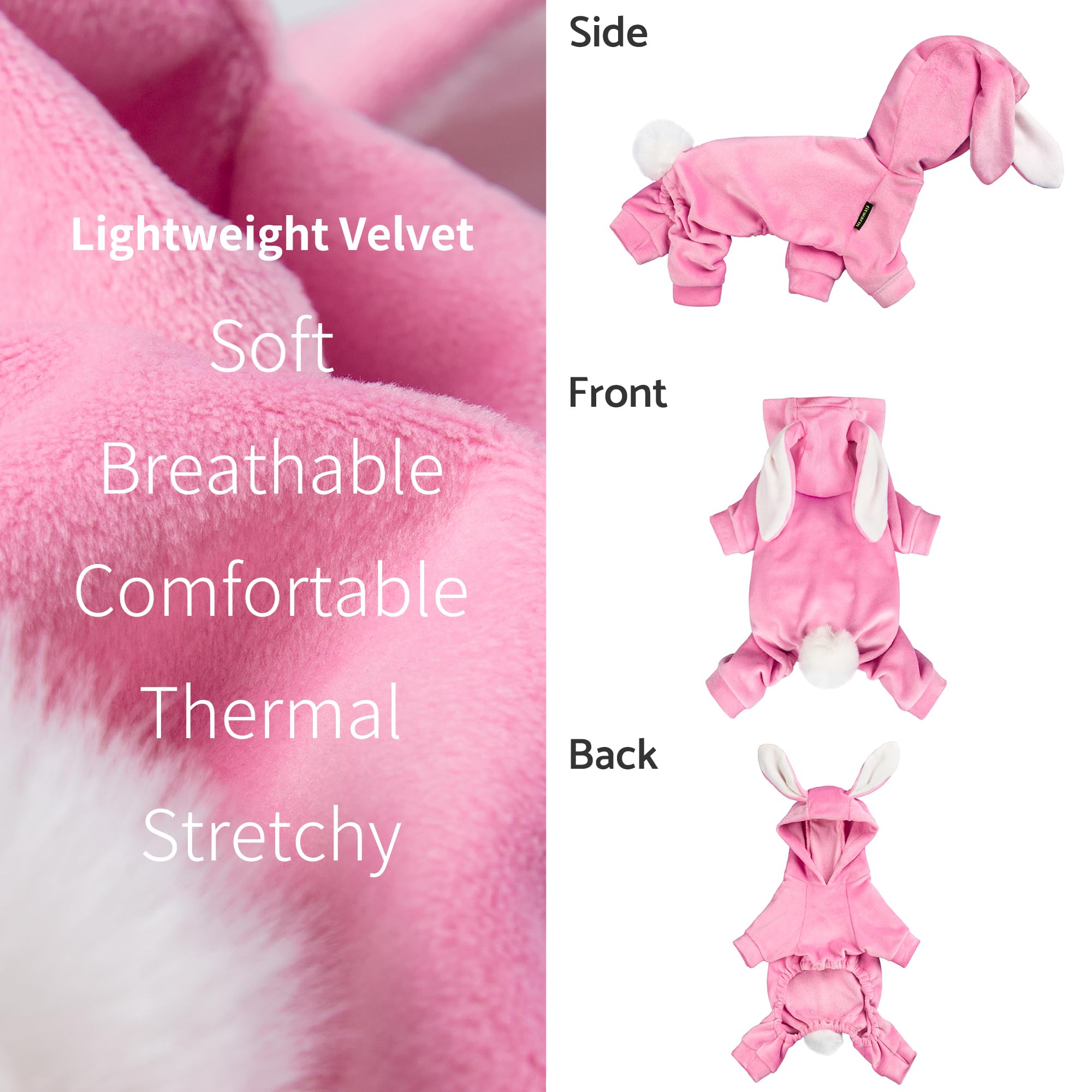 Fitwarm Halloween Bunny Costume for Dogs - Funny Hooded Pajama Outfit for Small Dogs (Pink & White, Medium) | Cute Pet Apparel for Boys & Girls | Perfect for Halloween Parties, Photo Shoots & Dress-Up Play