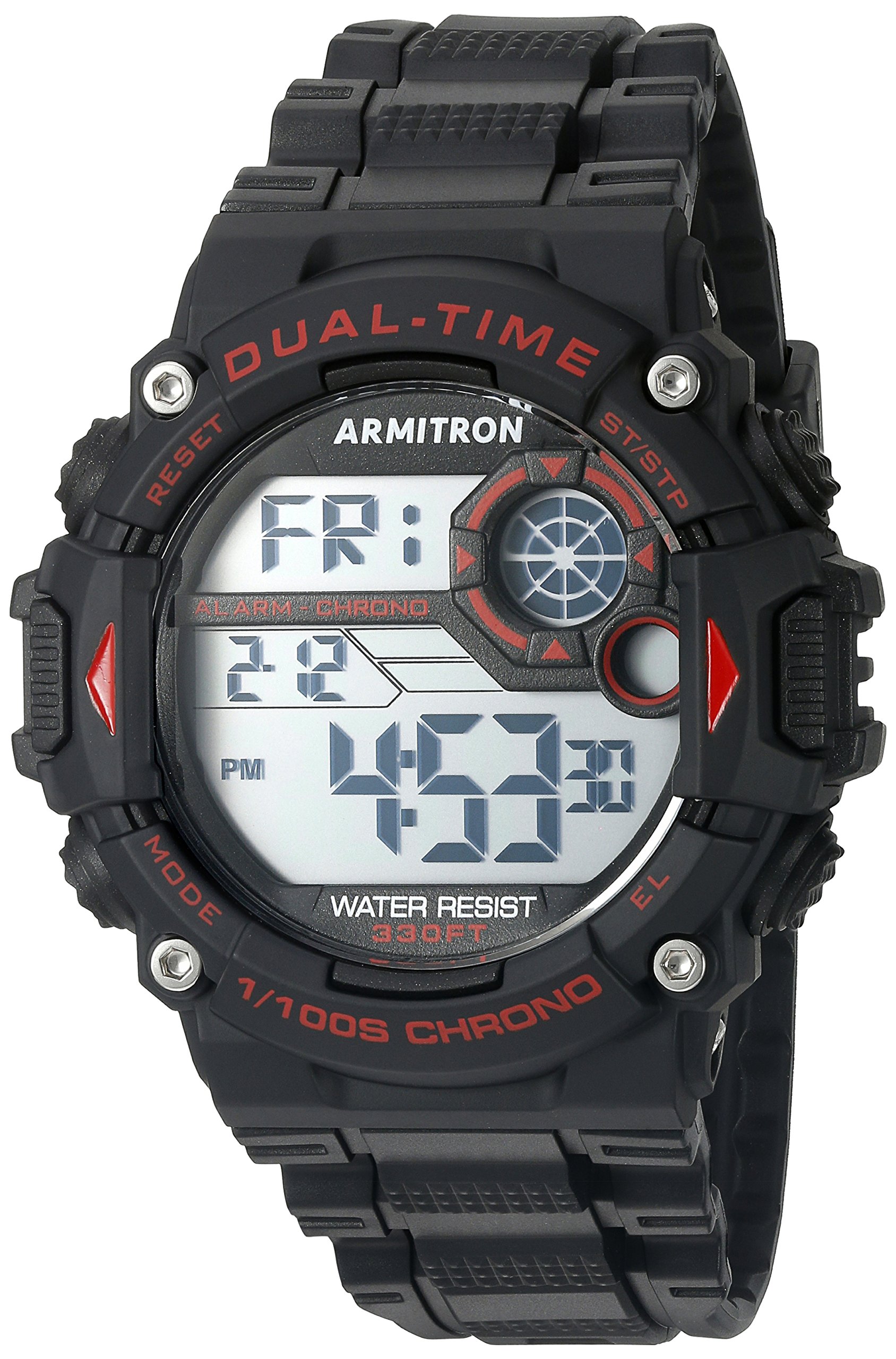 Armitron Sport Men's Digital Chronograph Watch - 40/8356RED with Black Resin Strap & Red Accents - Perfect for Running, Gym Workouts & Outdoor Activities