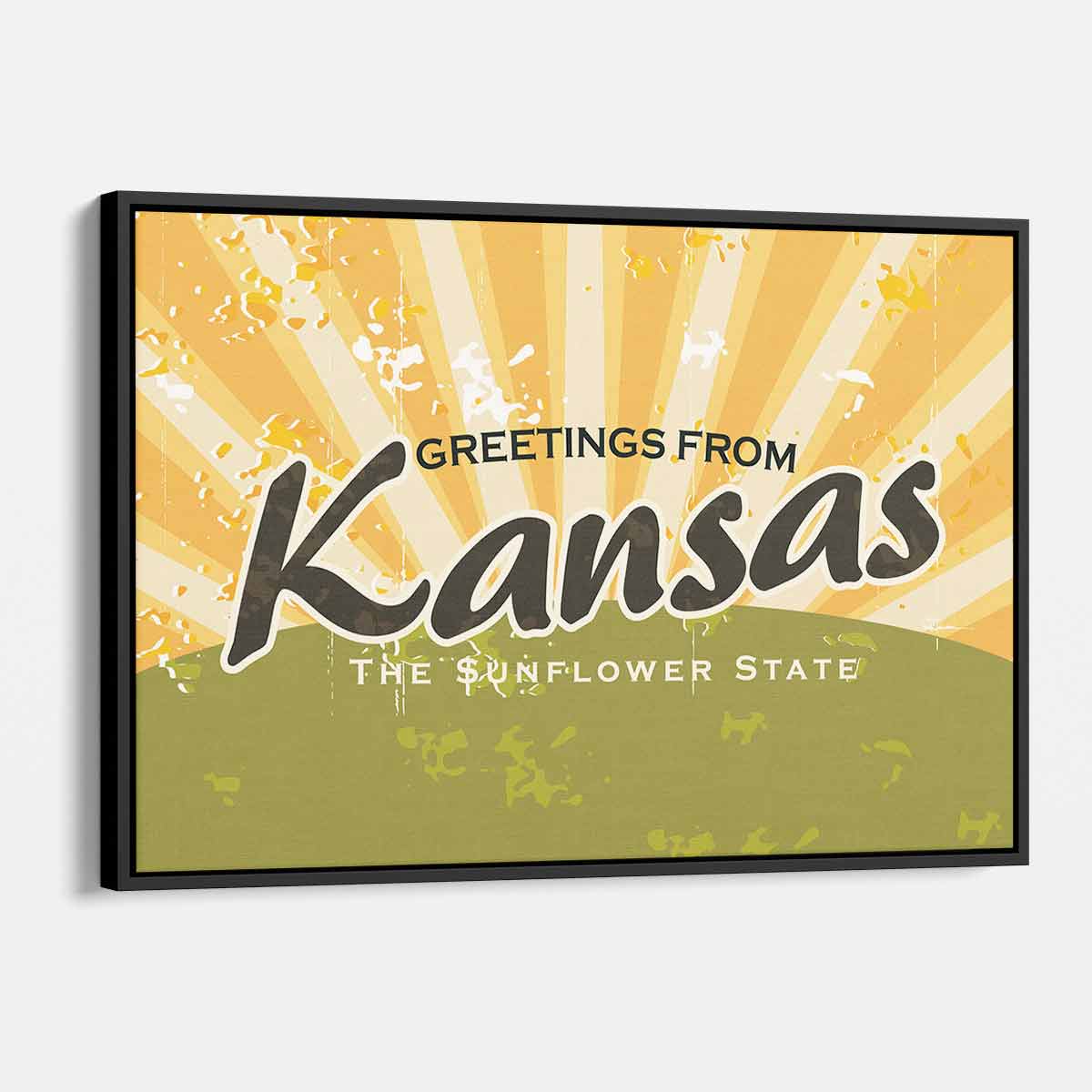 Yellow Kansas Wall Art Canvas Print - 22x22 Inches Modern Home Decor for Living Room, Bedroom & Office