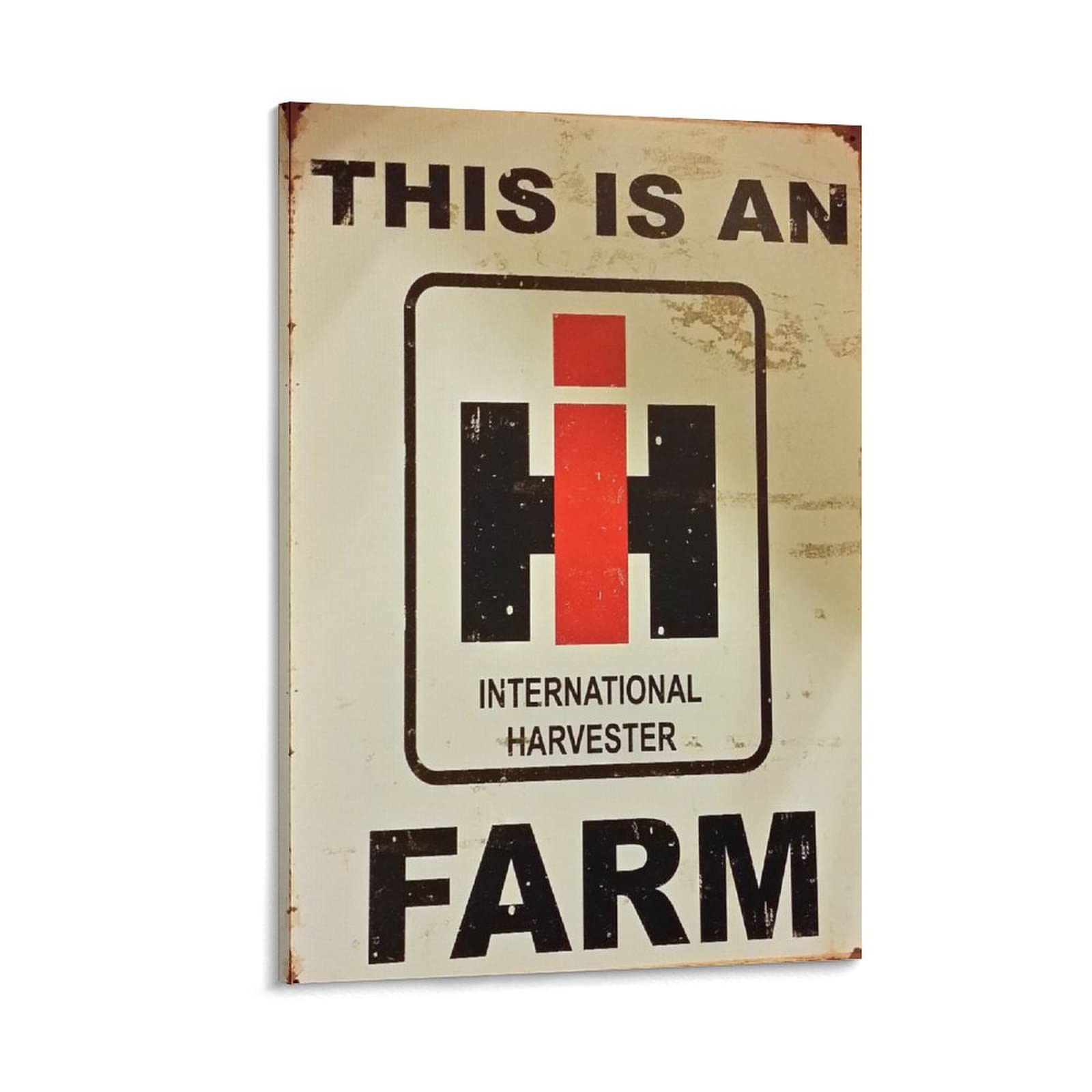 90s Vintage Farmhouse Decor - International Harvester Farm Metal Tin Poster, 24x36 Canvas Wall Art for Room Aesthetic | Perfect for Farmhouse, Retro & Industrial Style Home Decor, Office or Dorm Room
