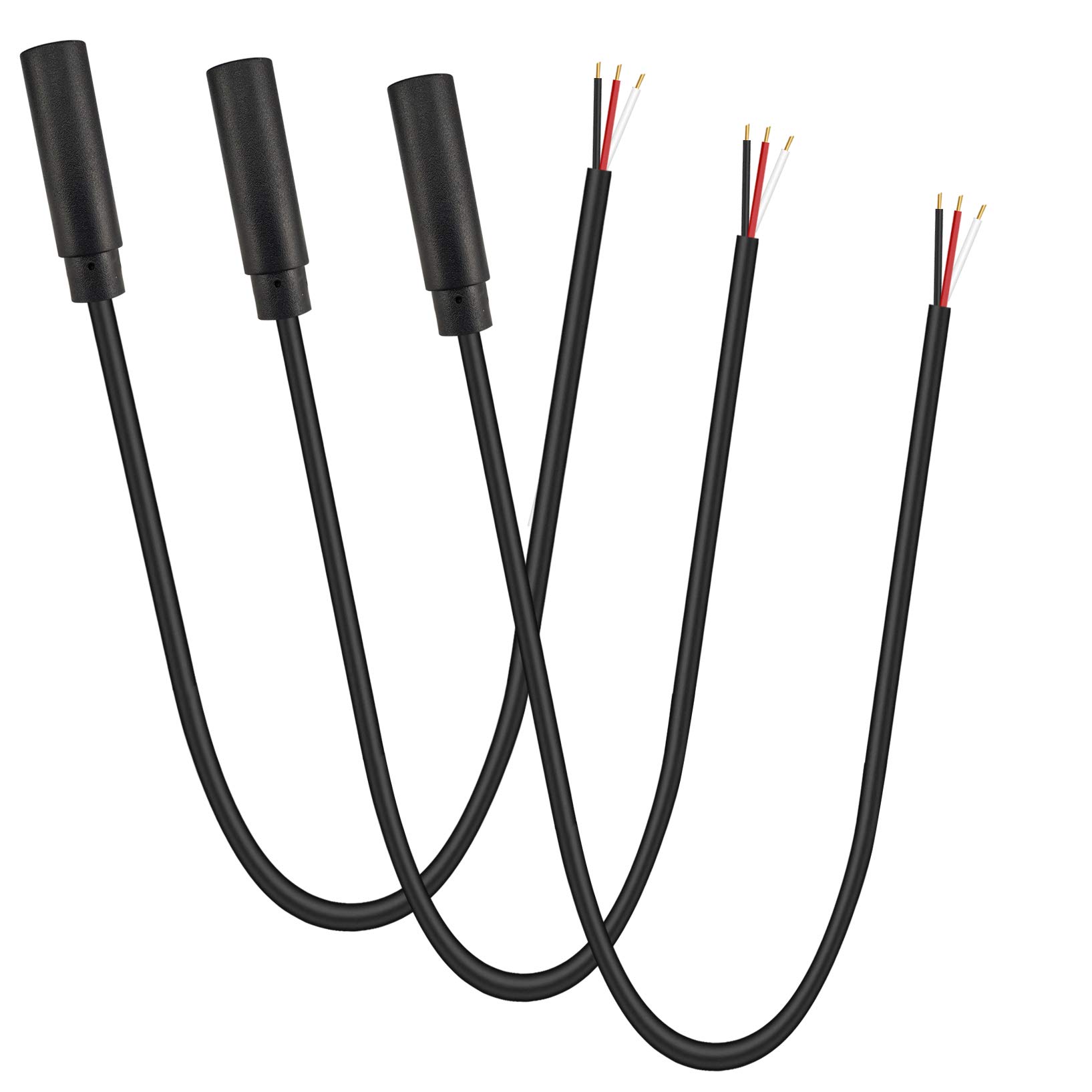 3 Pack 3.5mm Female Jack to Bare Wire Open End TRS Stereo 1/8