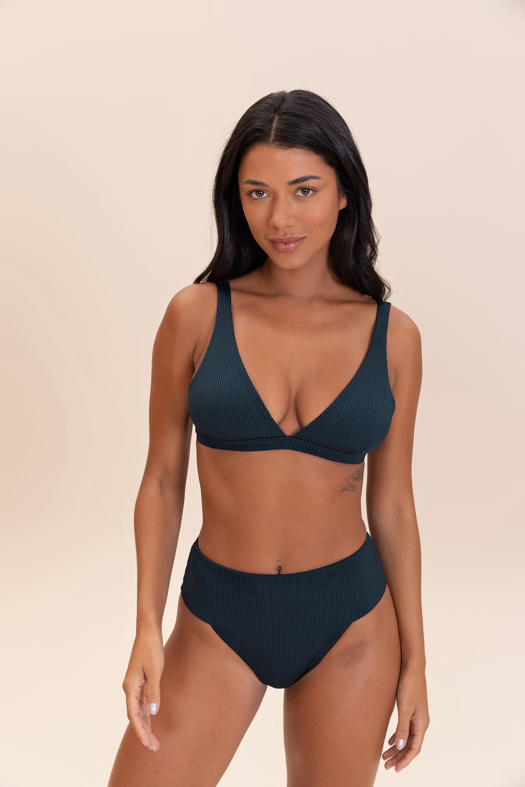 High Waist Glossy Ribbed Bikini Bottom - Sexy Swimwear for Women | Perfect for Beach Vacations & Pool Parties
