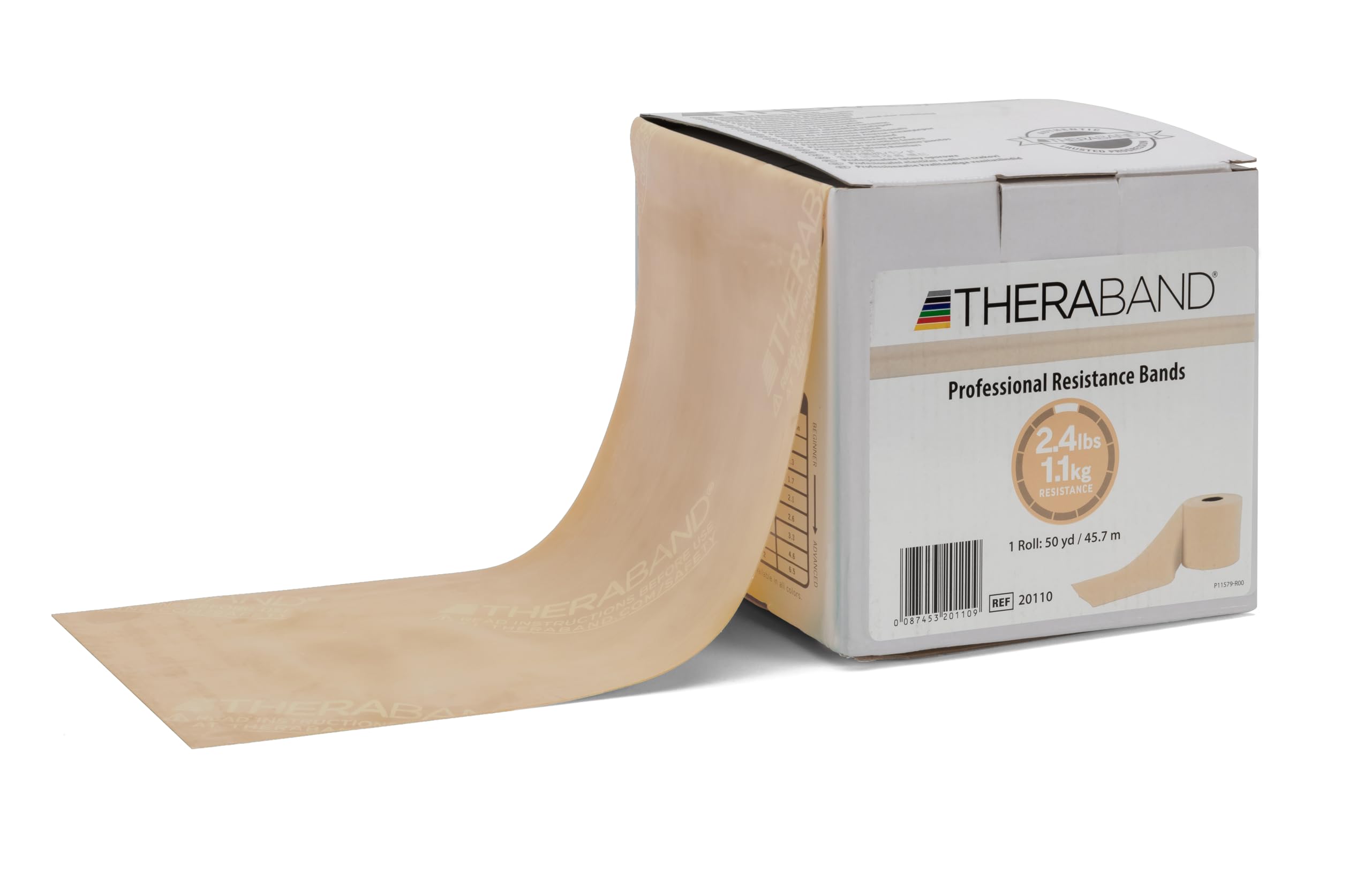 THERABAND Resistance Bands - 50 Yard Roll Professional Latex Exercise Bands for Strength Training, Physical Therapy & Home Workouts | Upper/Lower Body & Core Exercises | Pilates, Rehab & Fitness | Extra Thin Level 1 Tan Bands for Gym, Yoga & Physical Therapy Sessions