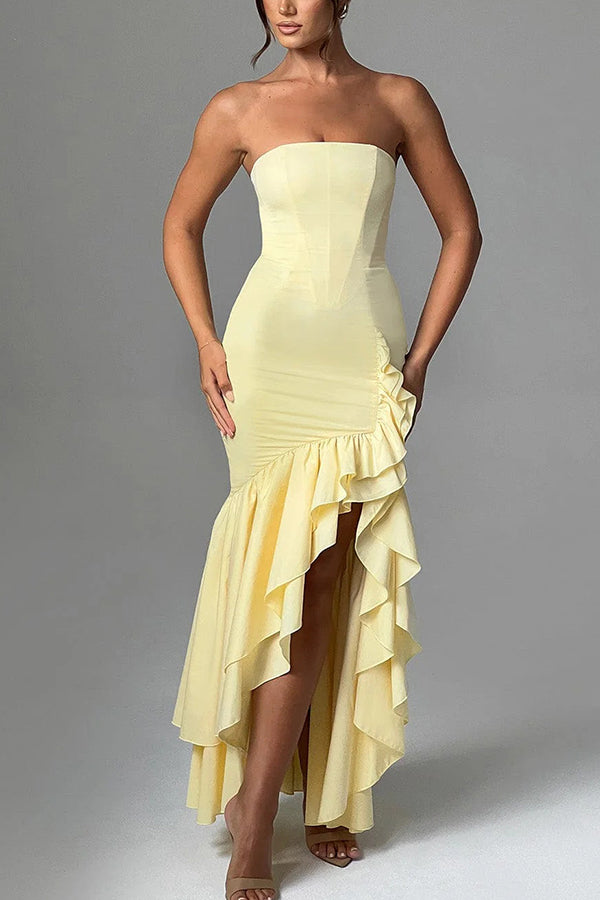 Sexy Off Shoulder Slim Fit Irregular Hem Maxi Dress for Women - Elegant Summer Beach Party & Evening Cocktail Dress