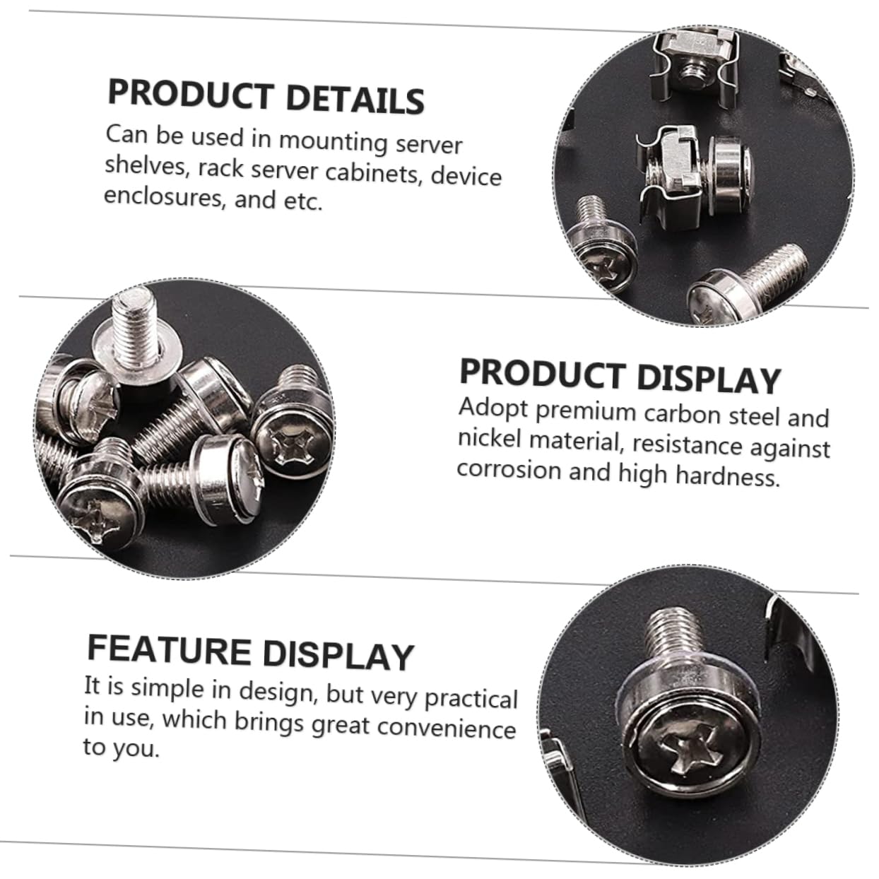AOKWAWALIY 1 Set Server Rack Screws Kit - Includes Cage Nuts, Rack Mount Screws, and Hardware for Server Cabinets - Durable Carbon Steel Construction - Perfect for IT, Data Center, and Computer Rack Installation