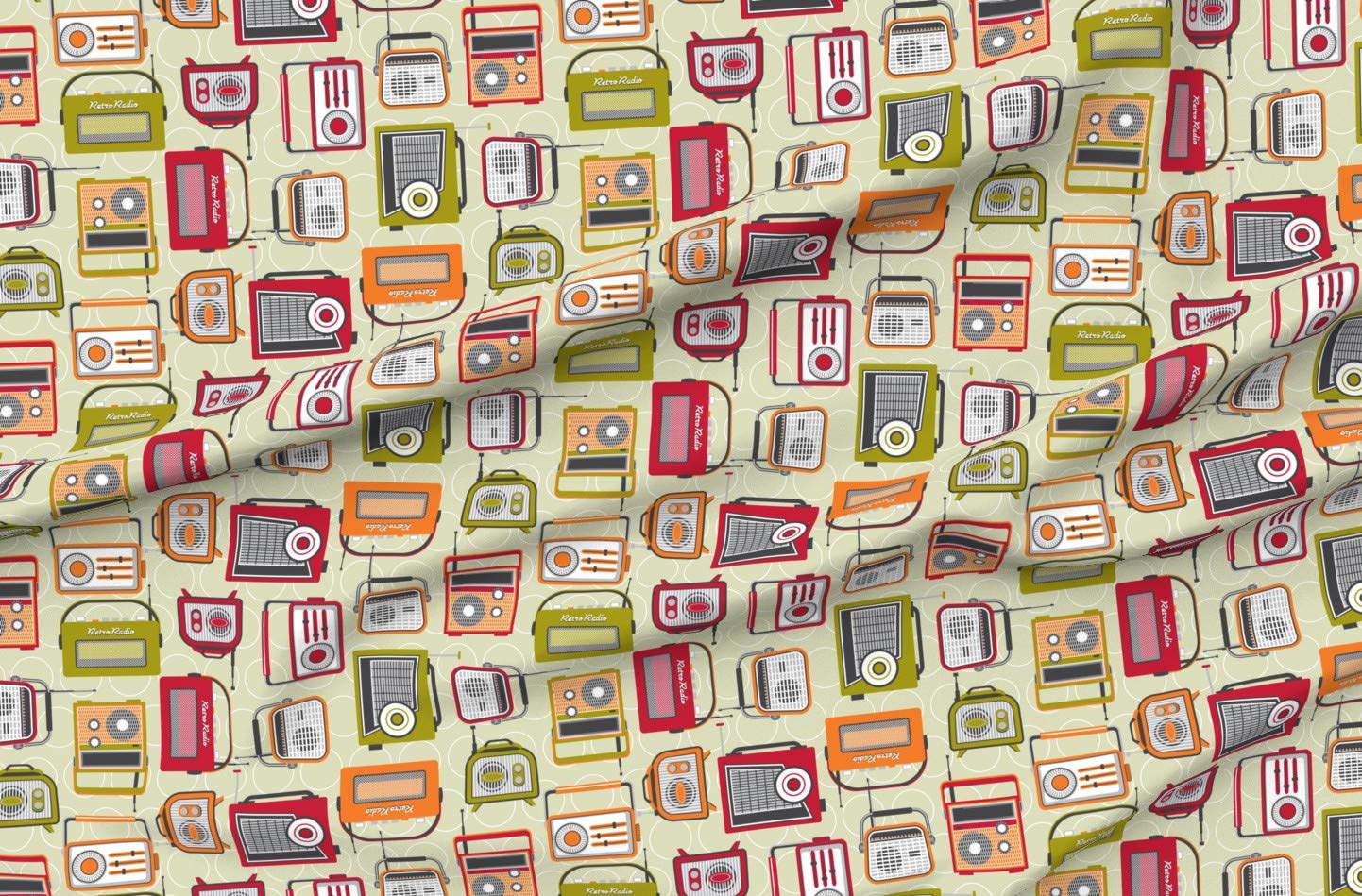 Retro Radio Technology Geek Vintage Abstract Geometric Printed Minky Fabric by The Yard - Soft Plush Fabric for Sewing Baby Blankets, Quilt Backing & DIY Crafts - Perfect for Nursery Decor, Home Decor Projects & Gift Making