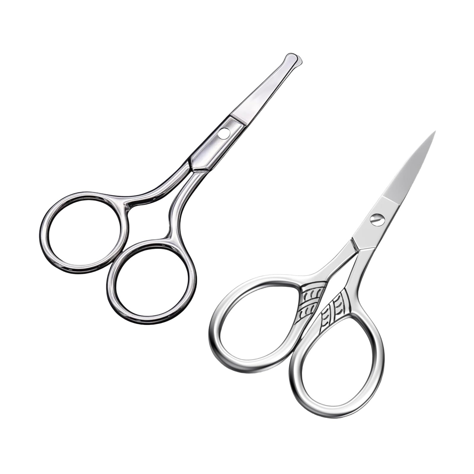 Professional Nose Hair Scissors & Precision Small Scissors Set - Stainless Steel Grooming Kit for Men's Facial Hair, Eyebrows, and Mustache Trimming - Perfect for Travel, Home, and Salon Use