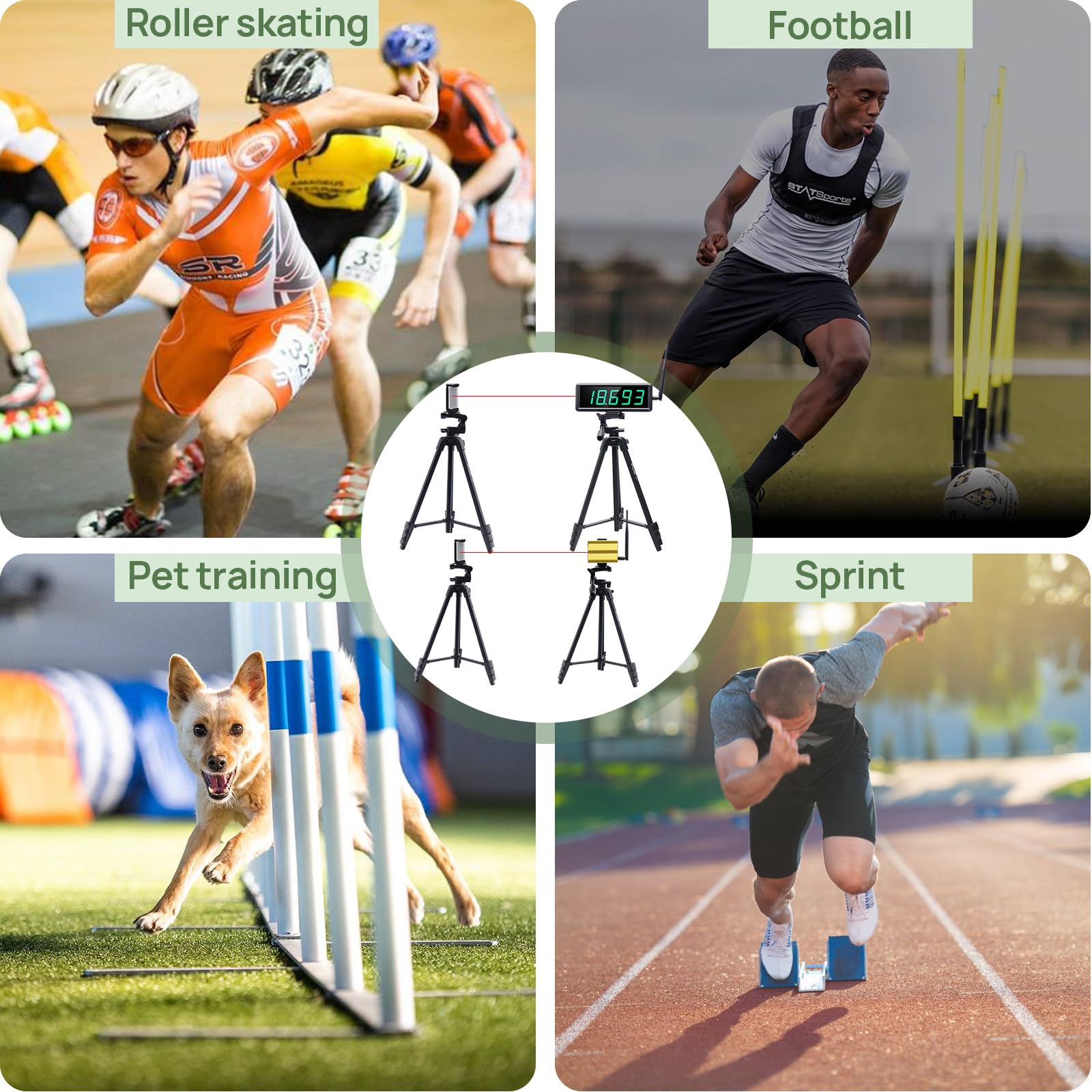 YZ Laser Sprint Timer System - High Stand Race Clock & Running Stopwatch for Lap, Speed Training, Track Field & Football | Perfect for Outdoor Sports, Training Drills & Athletic Performance Measurement