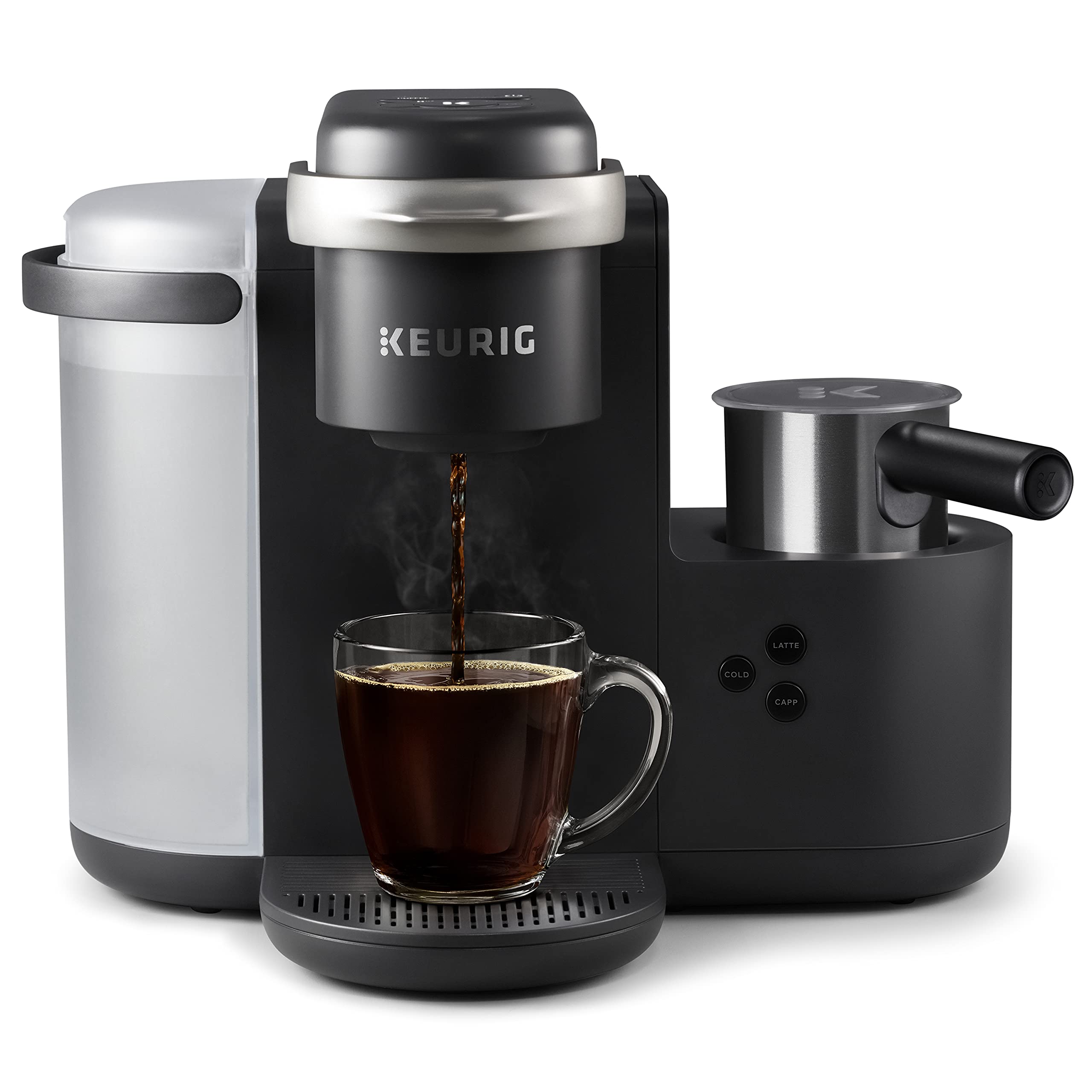Keurig K-Café Single Serve Coffee Maker with Milk Frother - Brews K-Cup Pods, Lattes & Cappuccinos - Charcoal Grey - Perfect for Home, Office & Entertaining