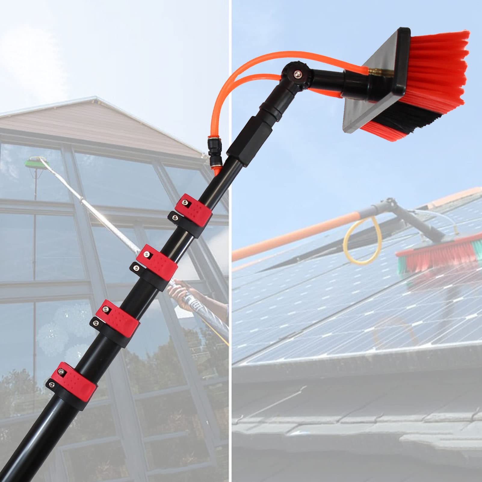 ZOYOTO 360° Rotatable Squeegee Window Cleaner Kit with 29FT Extension Pole - Professional Long Handle Window Washing Tool for Home & Commercial Use - Perfect for High Windows, Glass Doors, and Shower Cleaning